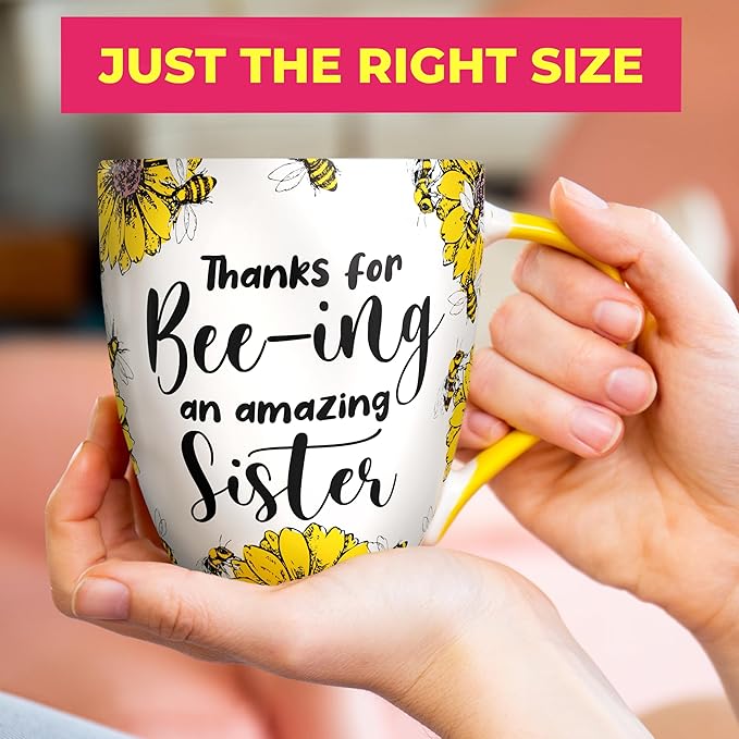 Love Mug®: Thanks For Bee-Ing An Amazing Sister Mug, Coaster and Spoon Gift Set