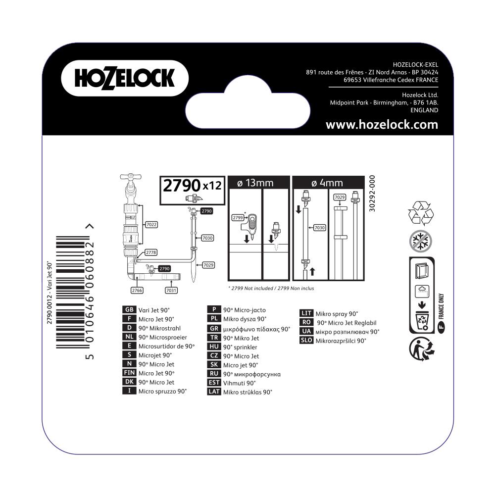 Hozelock 2790 90° Micro Sprinkler 4mm & 13mm - Pack of 12