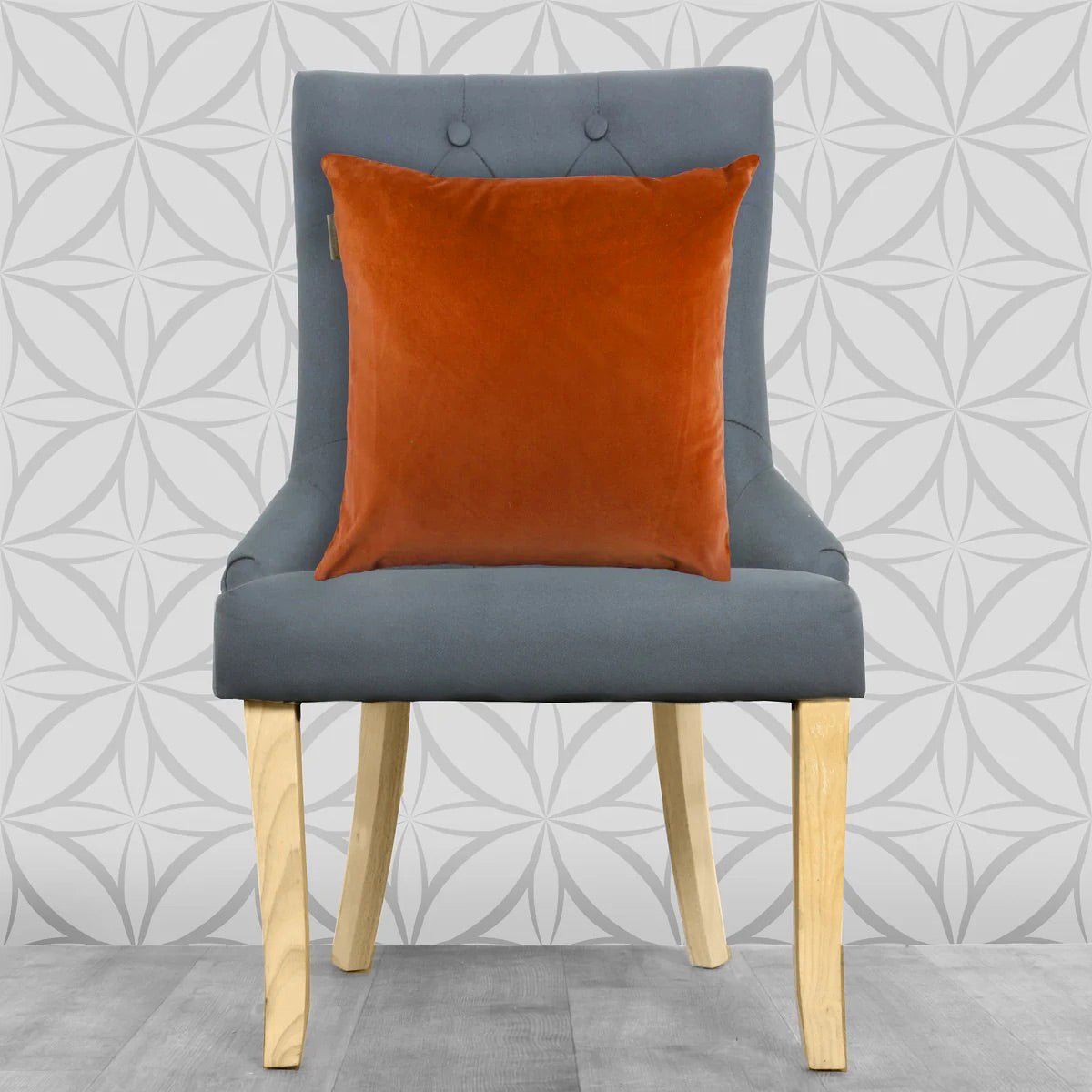 Lisa Pryde Luxury Velvet Cushion with duck feather insert - Burnt Orange