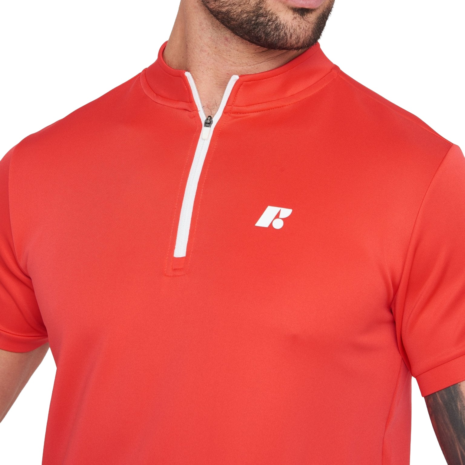 Men's Short Sleeve Mid-Collar Zip Up Sport Shirt FP3