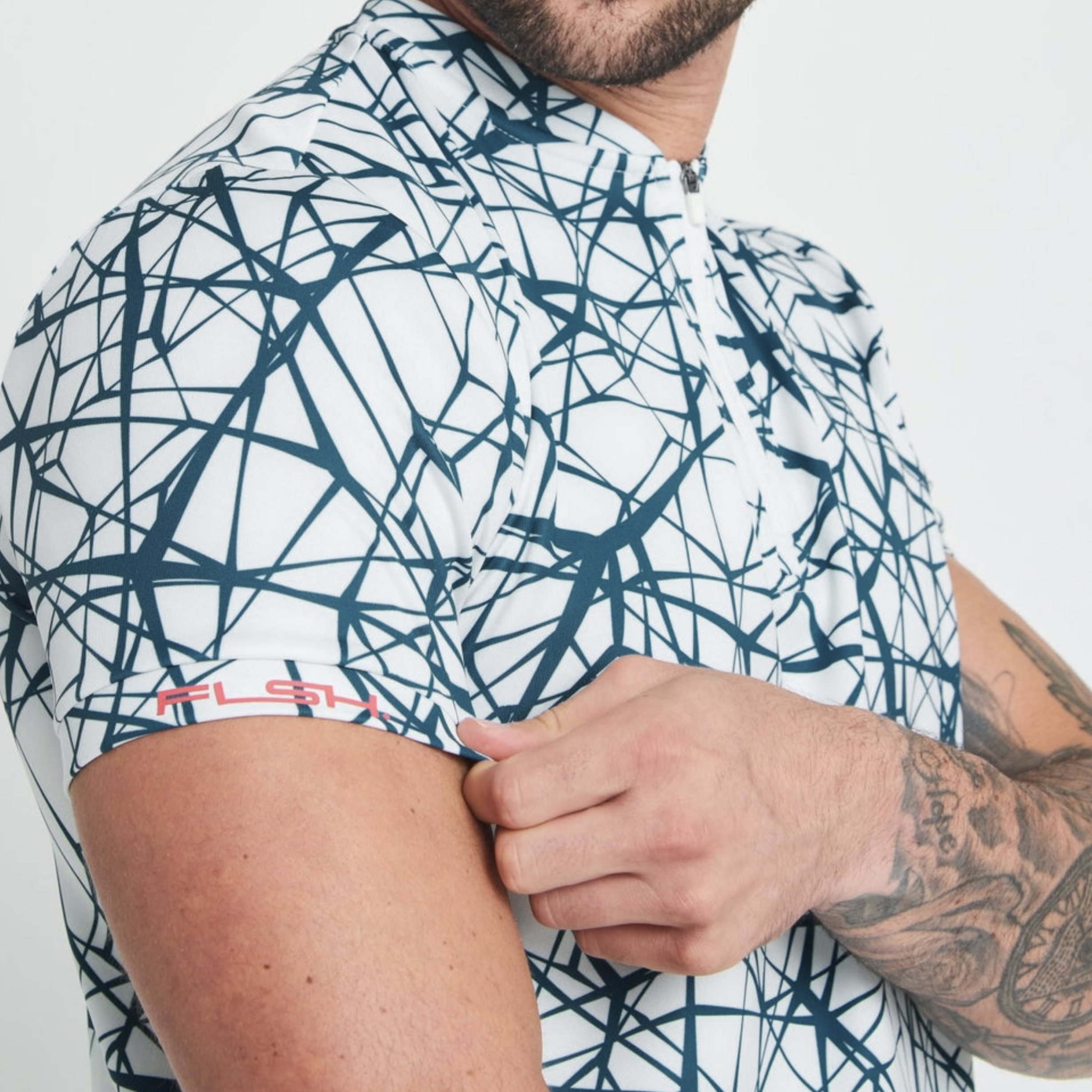 Men's Short Sleeve Low-Collar Zip Up Sport Shirt 'Tempo'