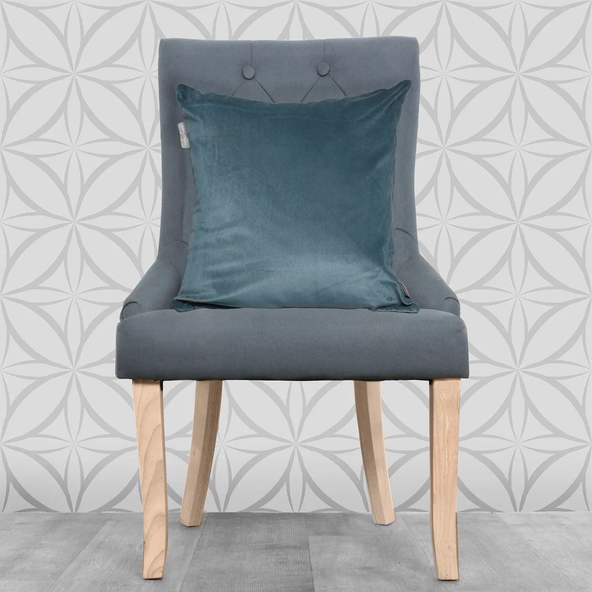Lisa Pryde Luxury Velvet Cushion with Duck Feather Insert - Dusty Blue