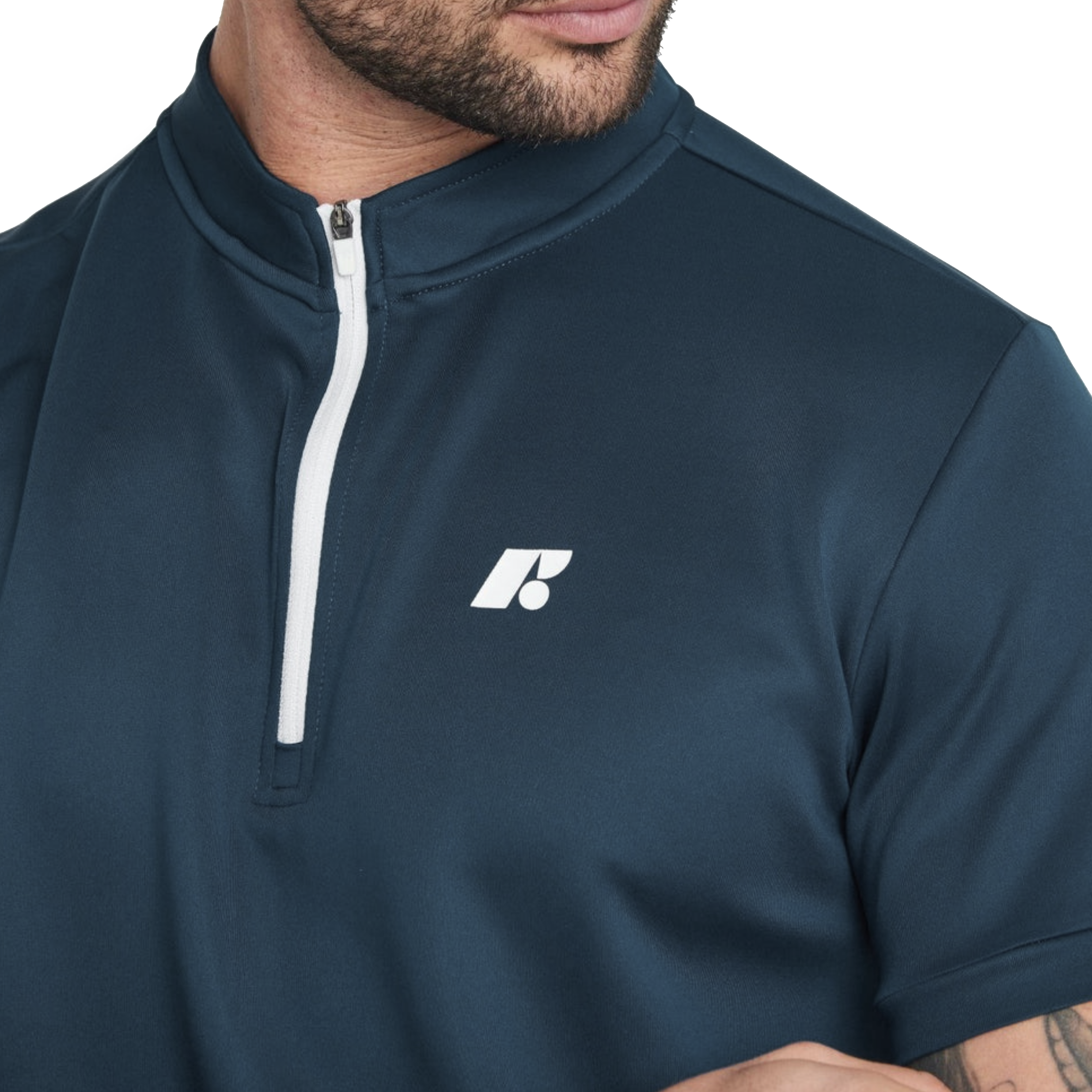 Men's Short Sleeve Mid-Collar Zip Up Sport Shirt FP3