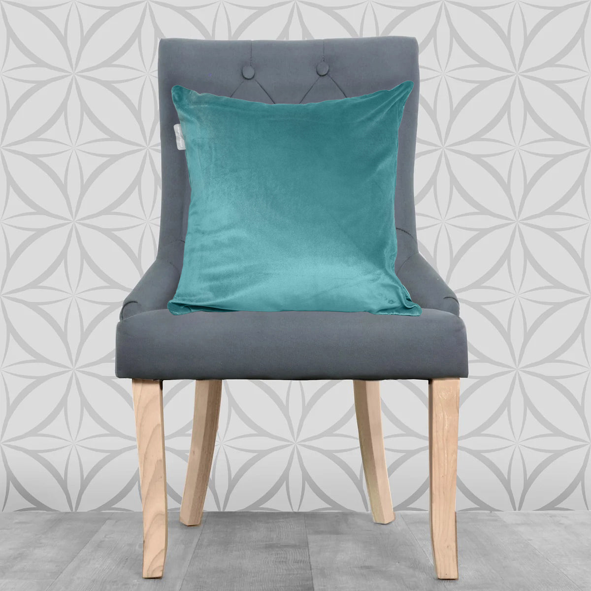 Lisa Pryde Luxury Velvet Cushion with Duck Feather Insert - Teal Blue