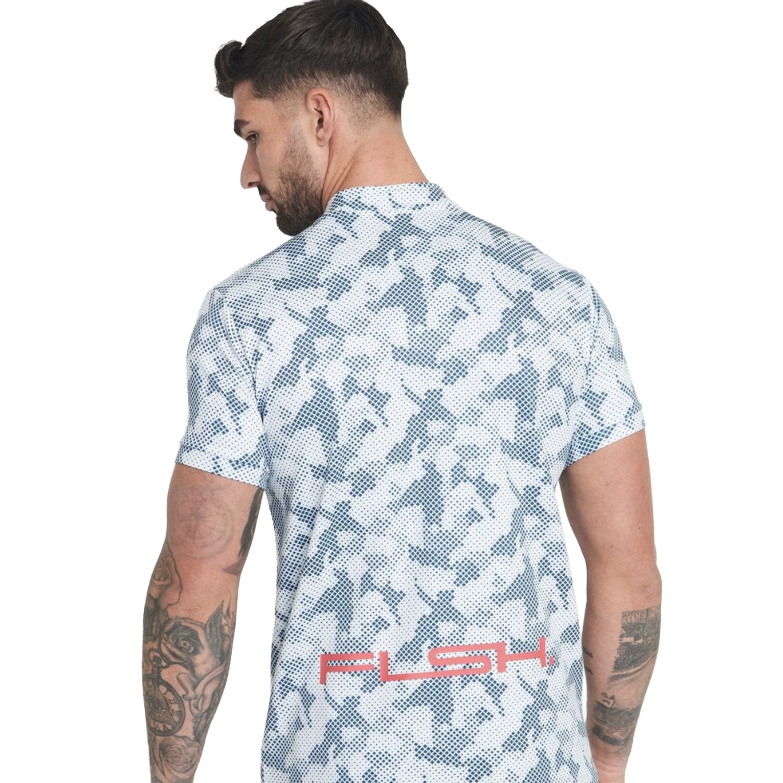 Men's Short Sleeve Mid-Collar Zip Up Sport Shirt FP4