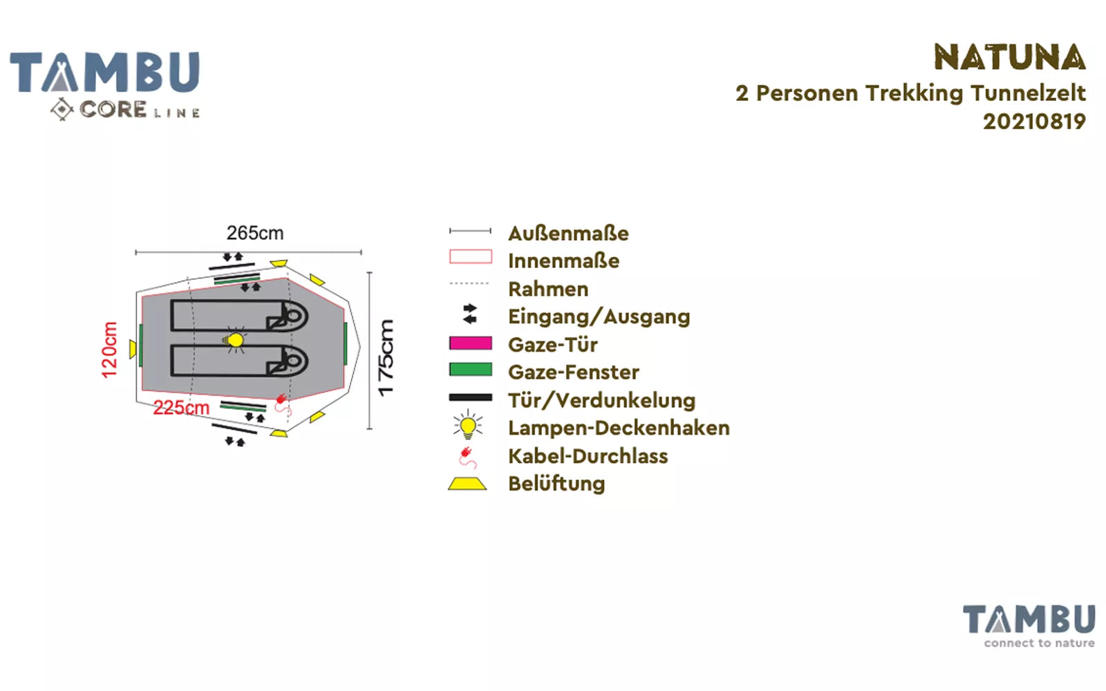 Tambu Natuna - 2 Person Trekking Tunnel Tent - Brown - 56% OFF