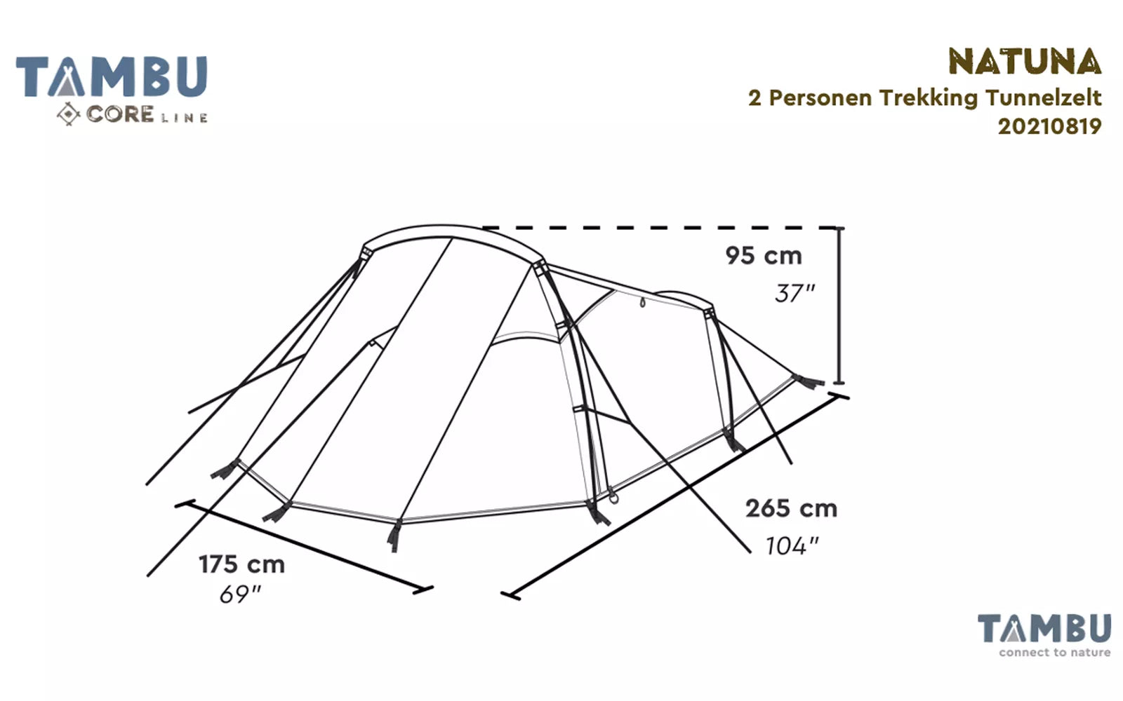 Tambu Natuna - 2 Person Trekking Tunnel Tent - Brown - 56% OFF