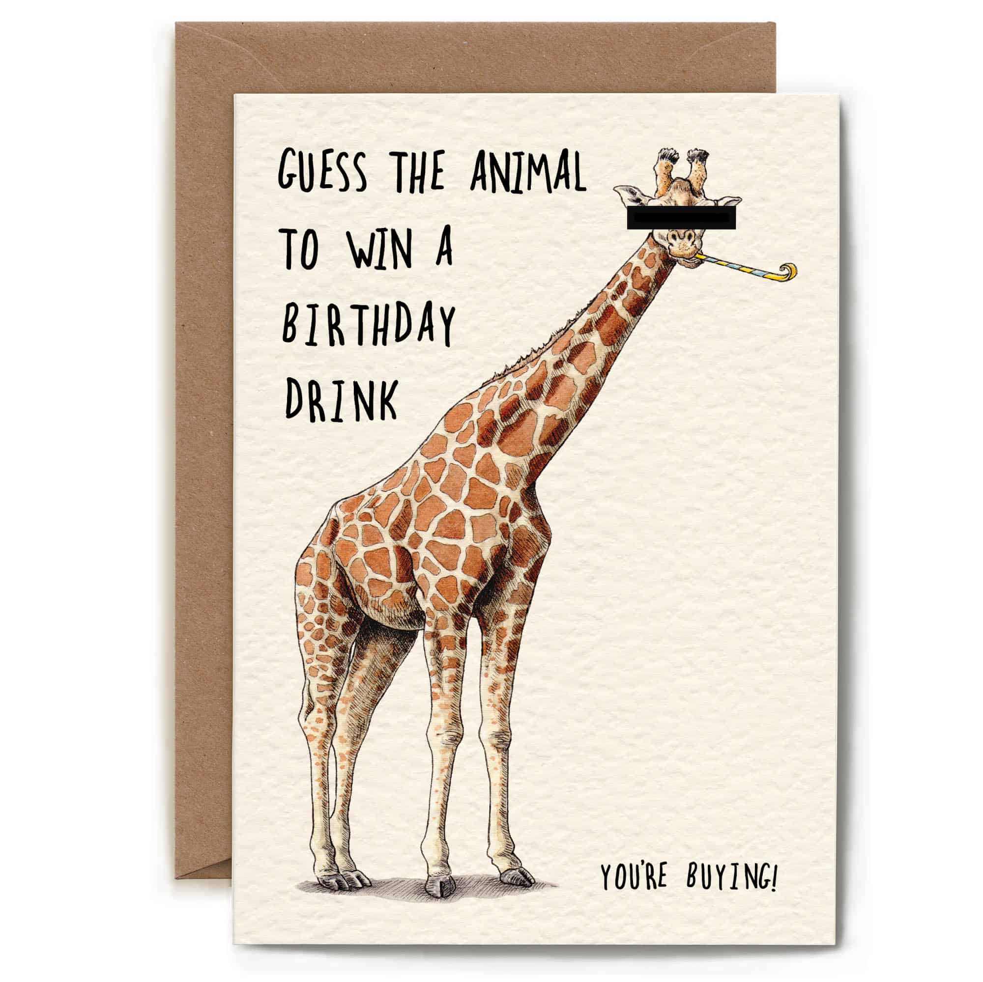 Giraffe Birthday Card by Bewilderbeest