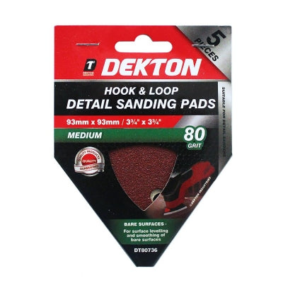 Dekton Hook & Loop Detail Sanding Pads 93mm x 93mm - Medium