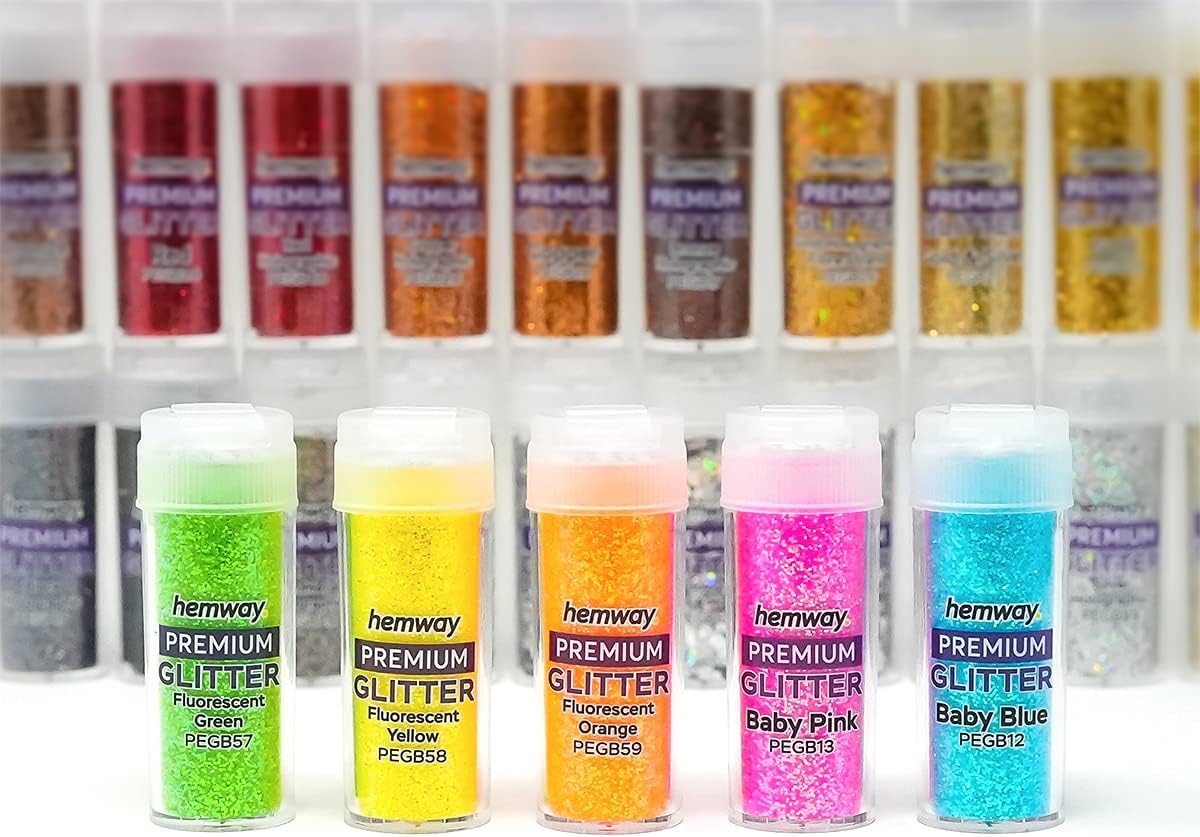 Hemway Set of 54 Glitter Tubes - Premium FINE Multipurpose Glitter