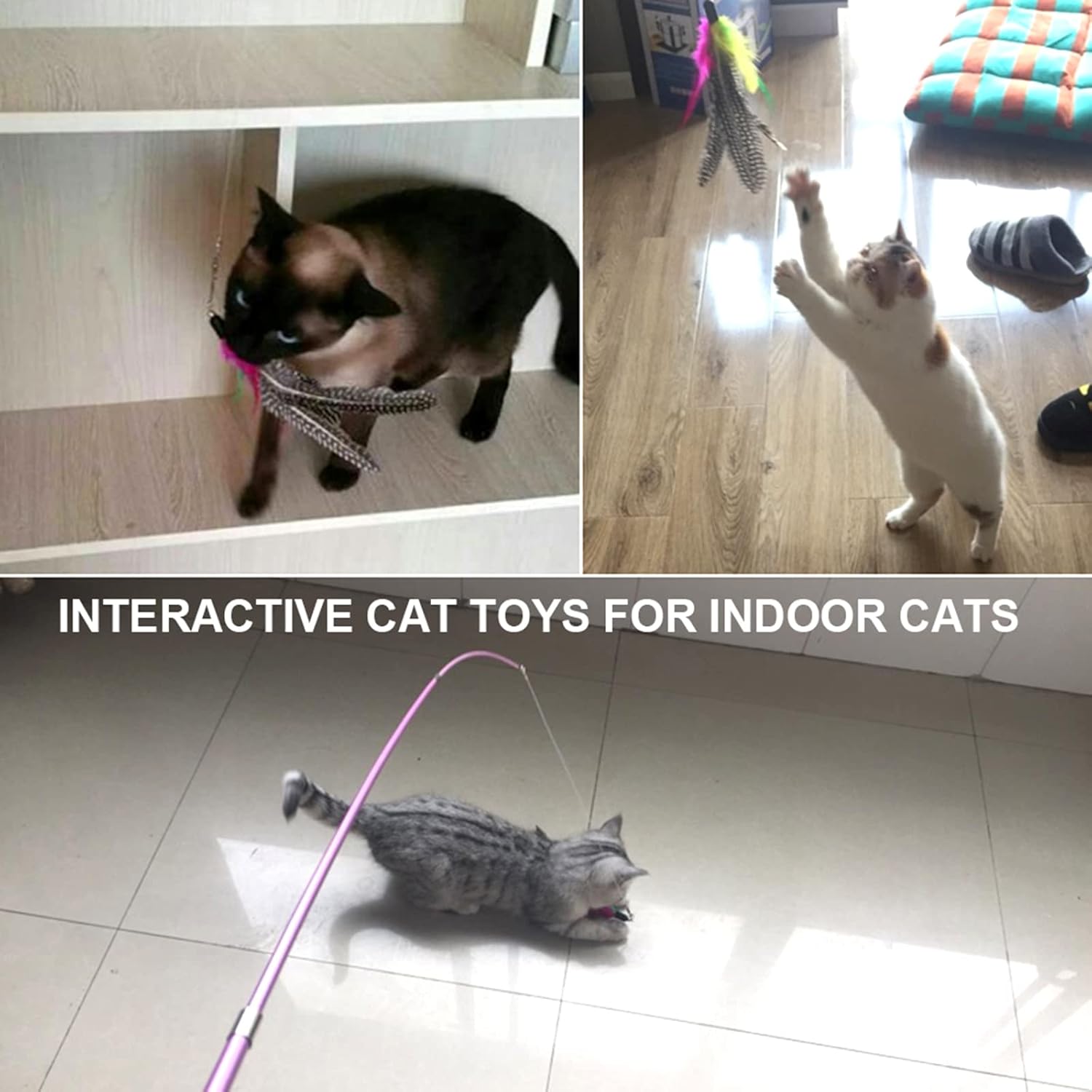 Cat Fishing Rod Toy Set with 9 attachments