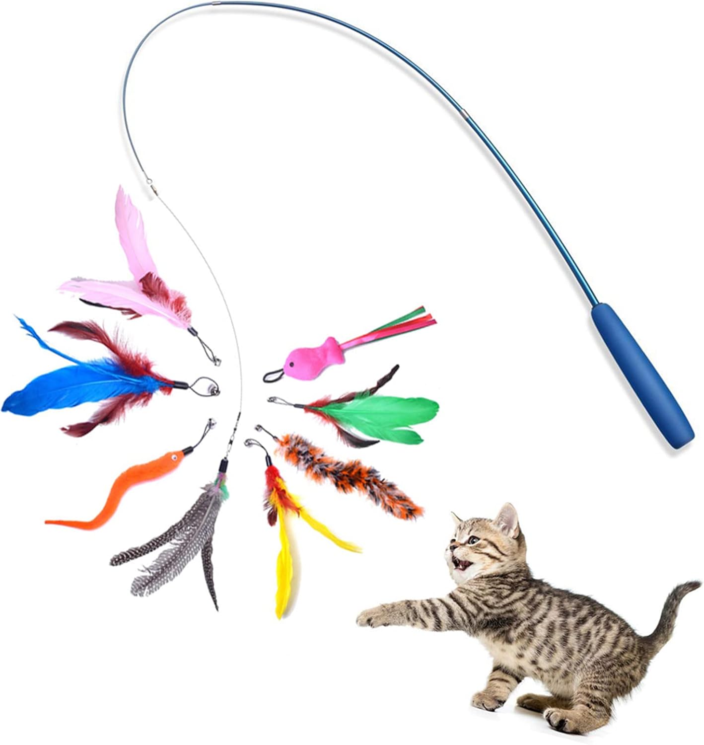 Cat Fishing Rod Toy Set with 9 attachments