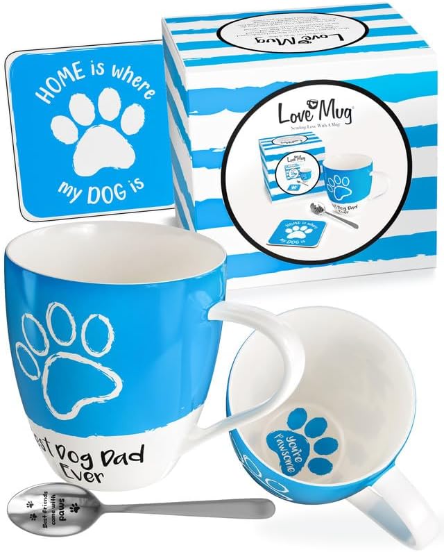 Love Mug®: Best Dog Dad Ever Mug, Coaster and Spoon Gift Set