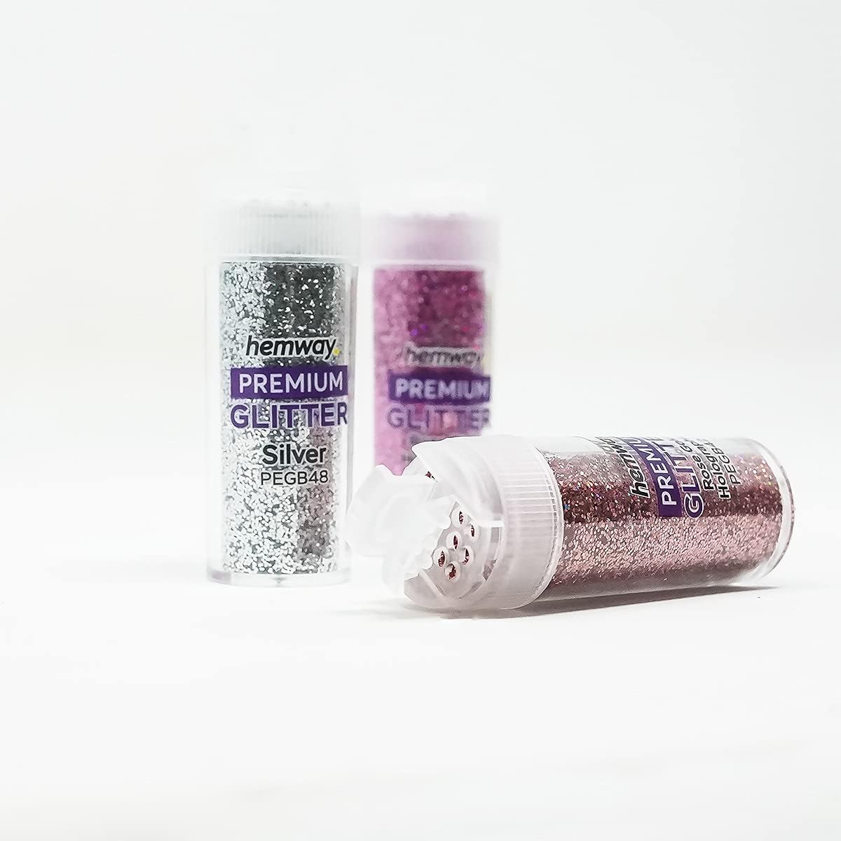 Hemway Set of 54 ULTRA SPARKLE Glitter Tubes - Premium MIXED SIZE & SHAPE Multipurpose Glitter