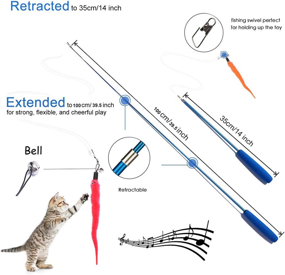 Cat Fishing Rod Toy Set with 9 attachments