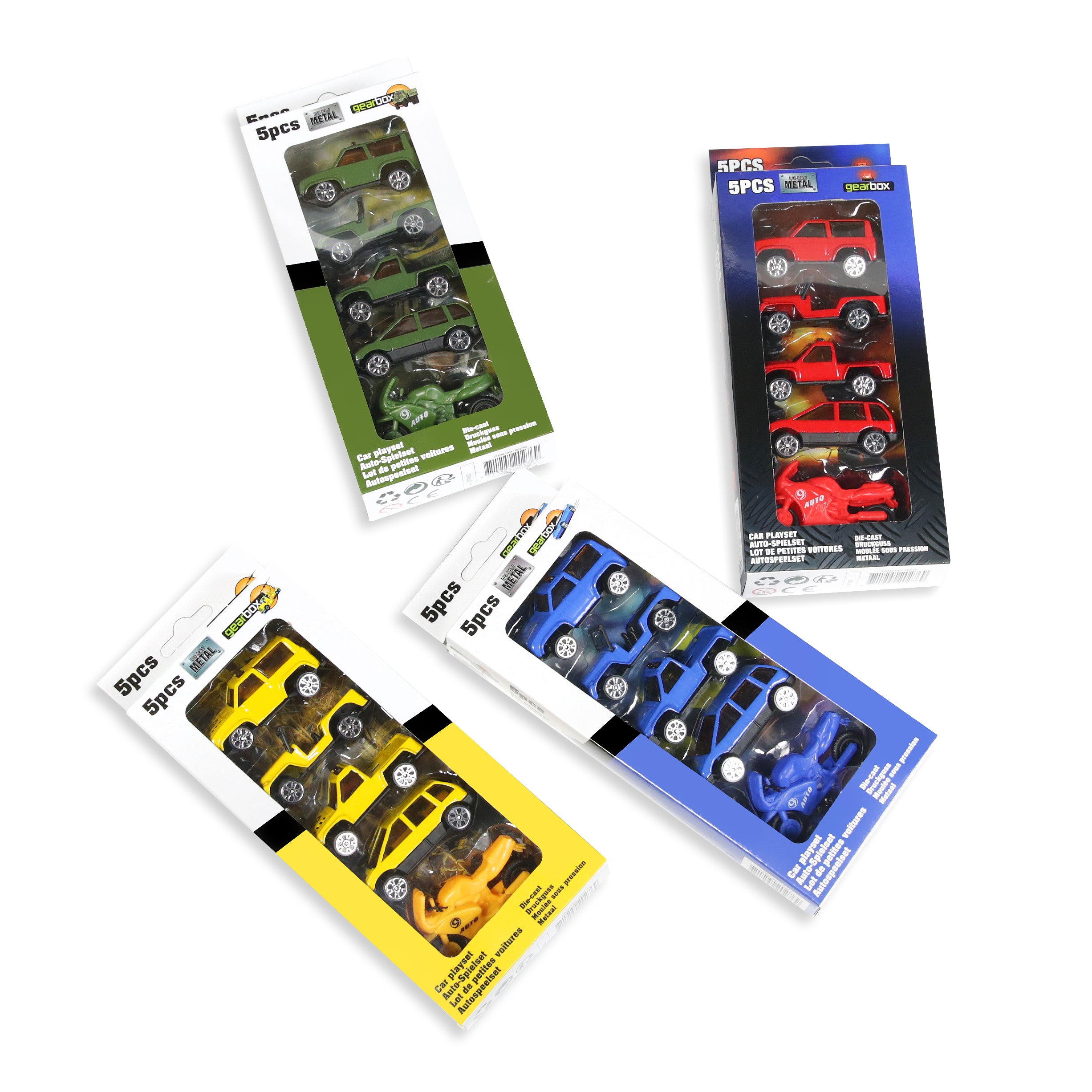 Gearbox 5 Piece Die-Cast Metal Car Play Set - Assorted Colours