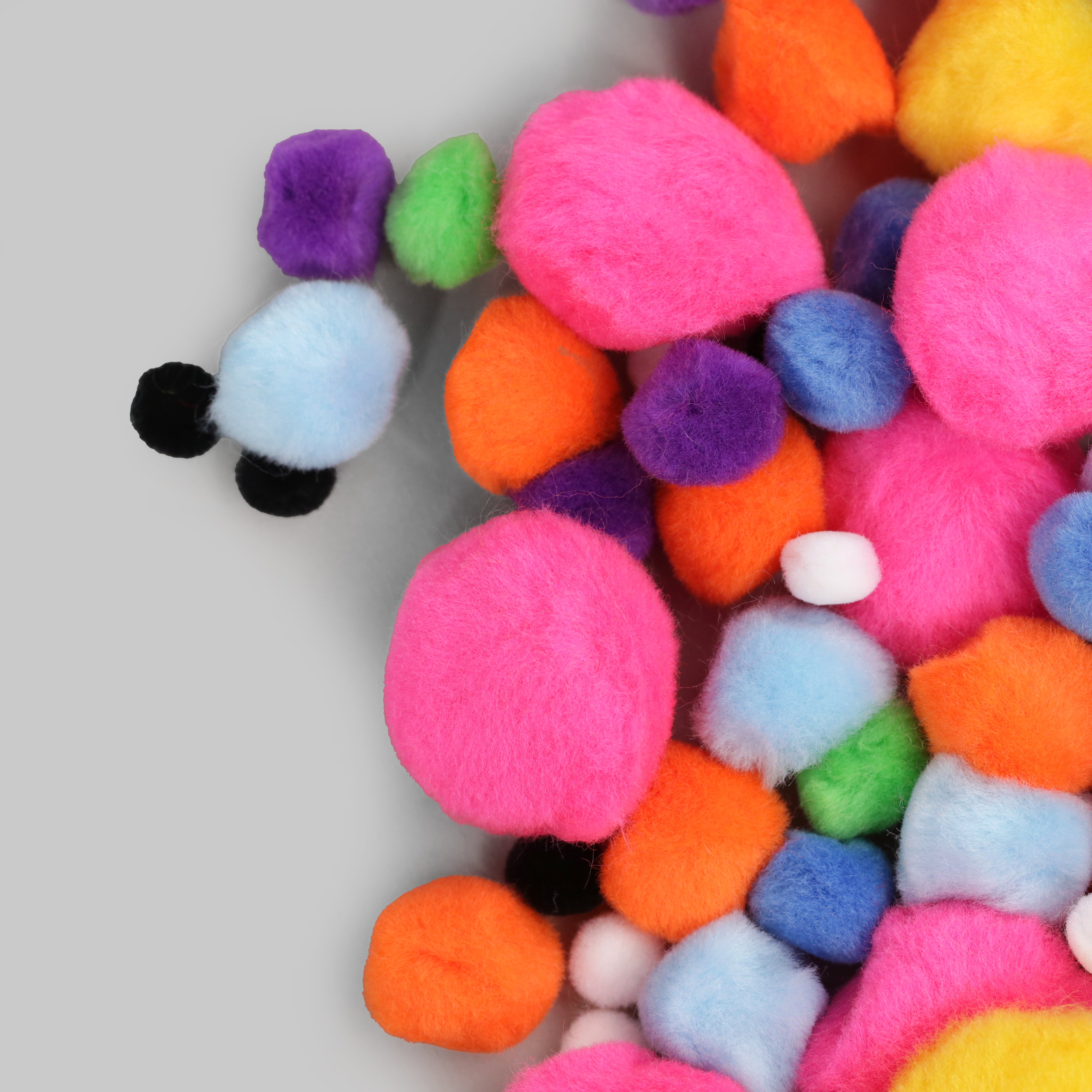 Mixed Colourful Pom Poms - Pack of 100