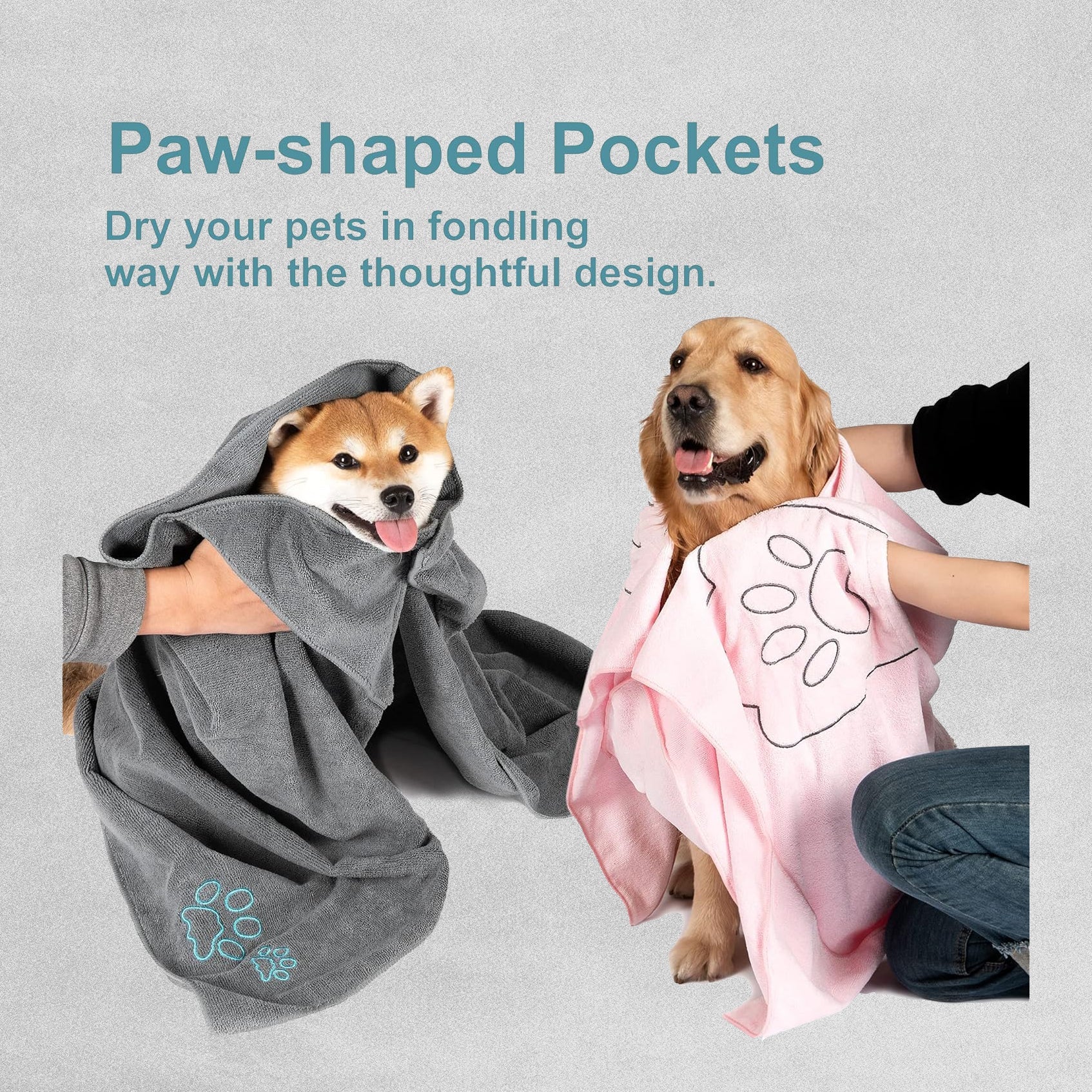 Winthome Super Absorbent Dog Drying Microfiber Towel Grey