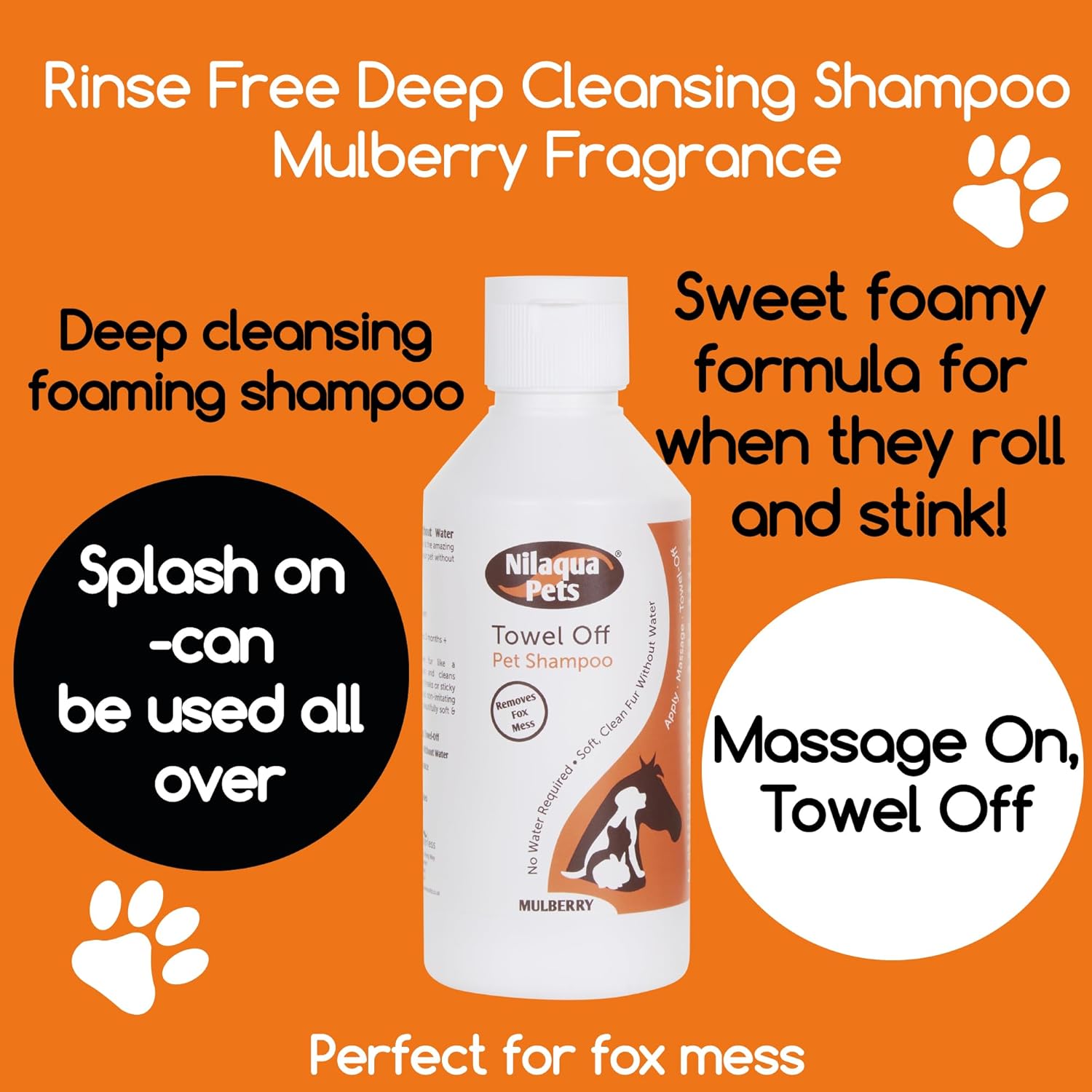 Nilaqua Pets Towel Off Pet Shampoo - Various Scents and Sizes Available