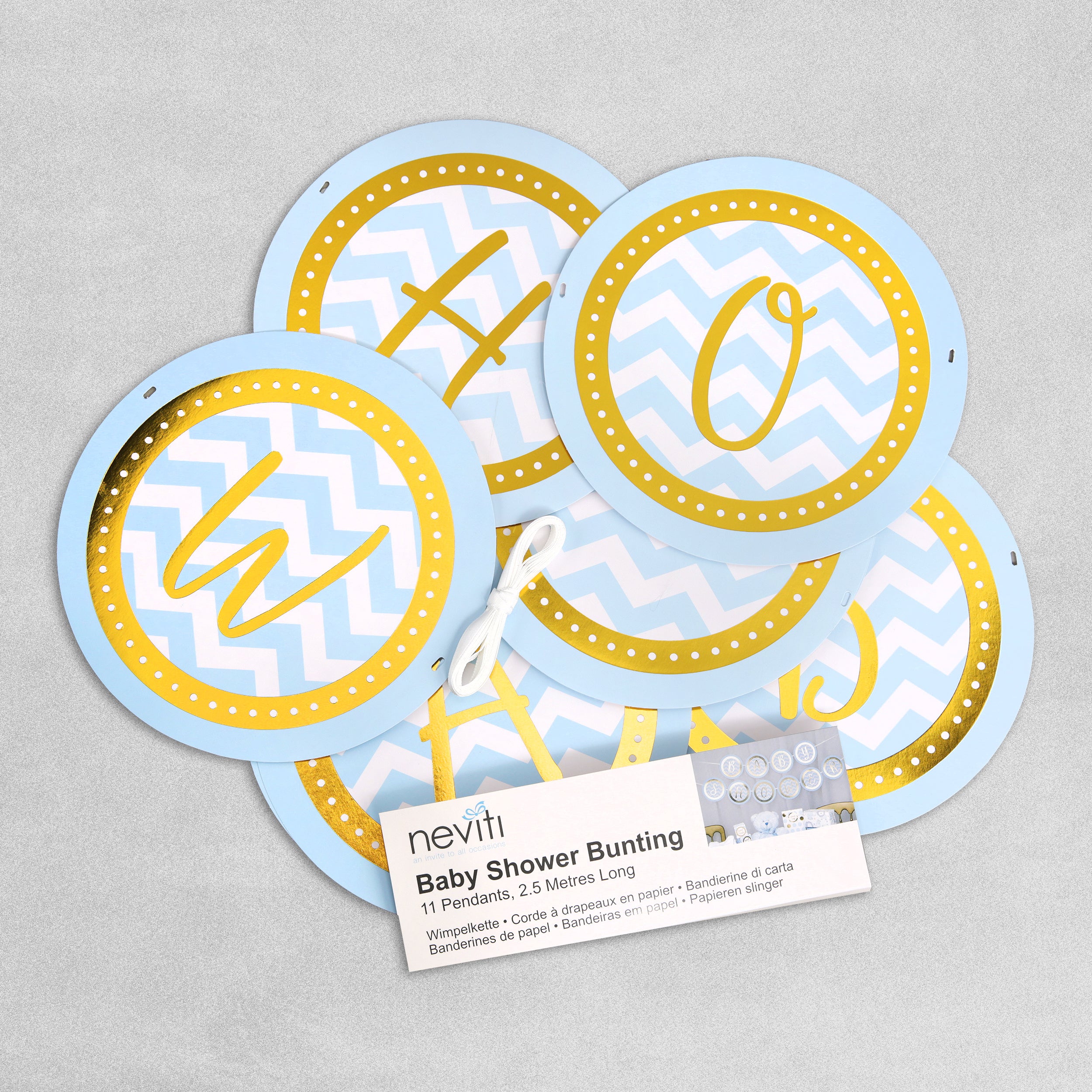 Baby Shower Bunting - Blue Chevron