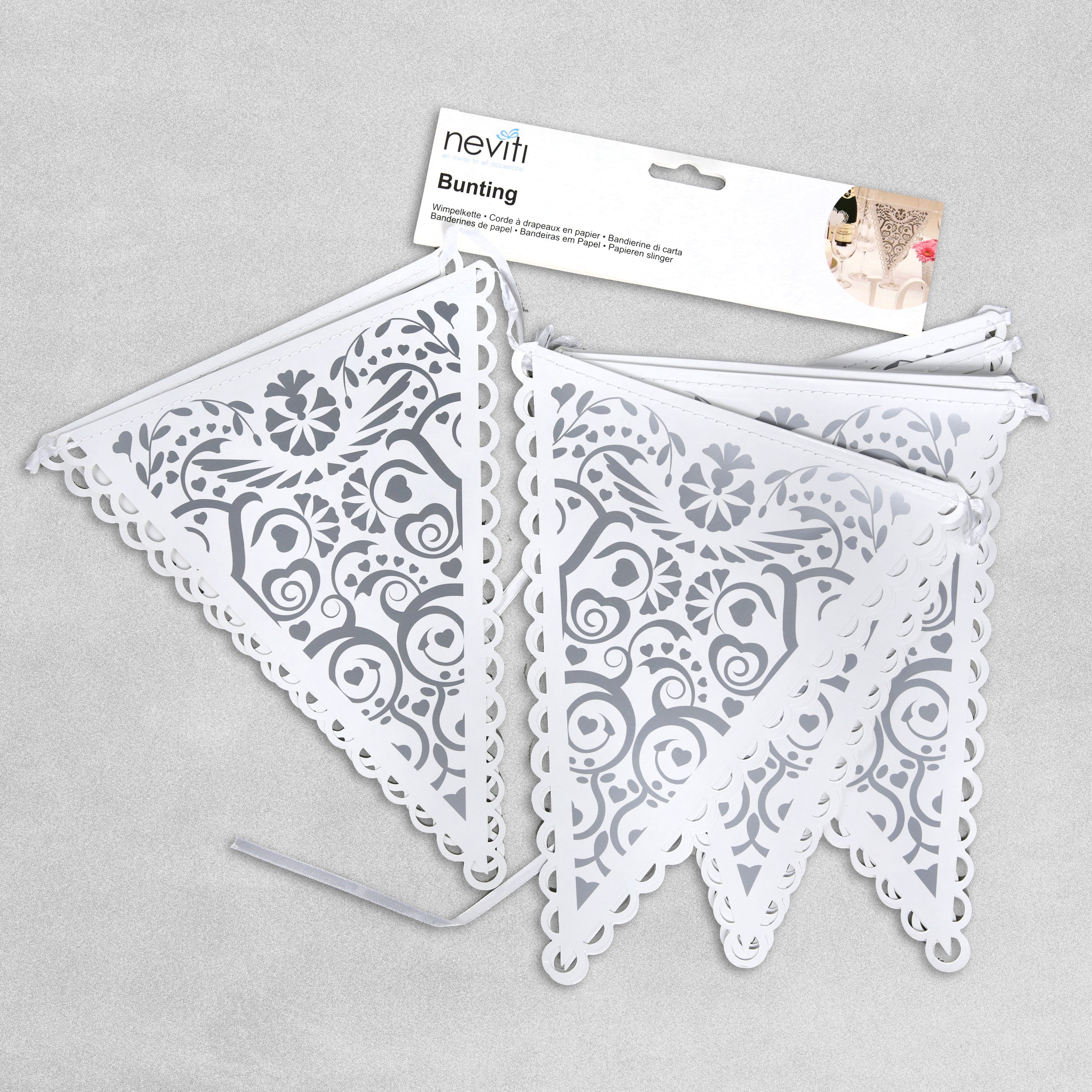 Vintage Romance Bunting - White & Silver