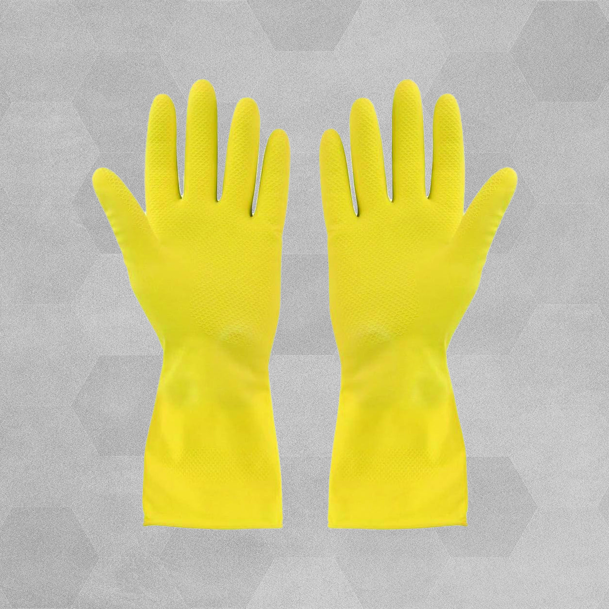 Matrix Flock Lined Natural Rubber Gloves - Yellow - Large