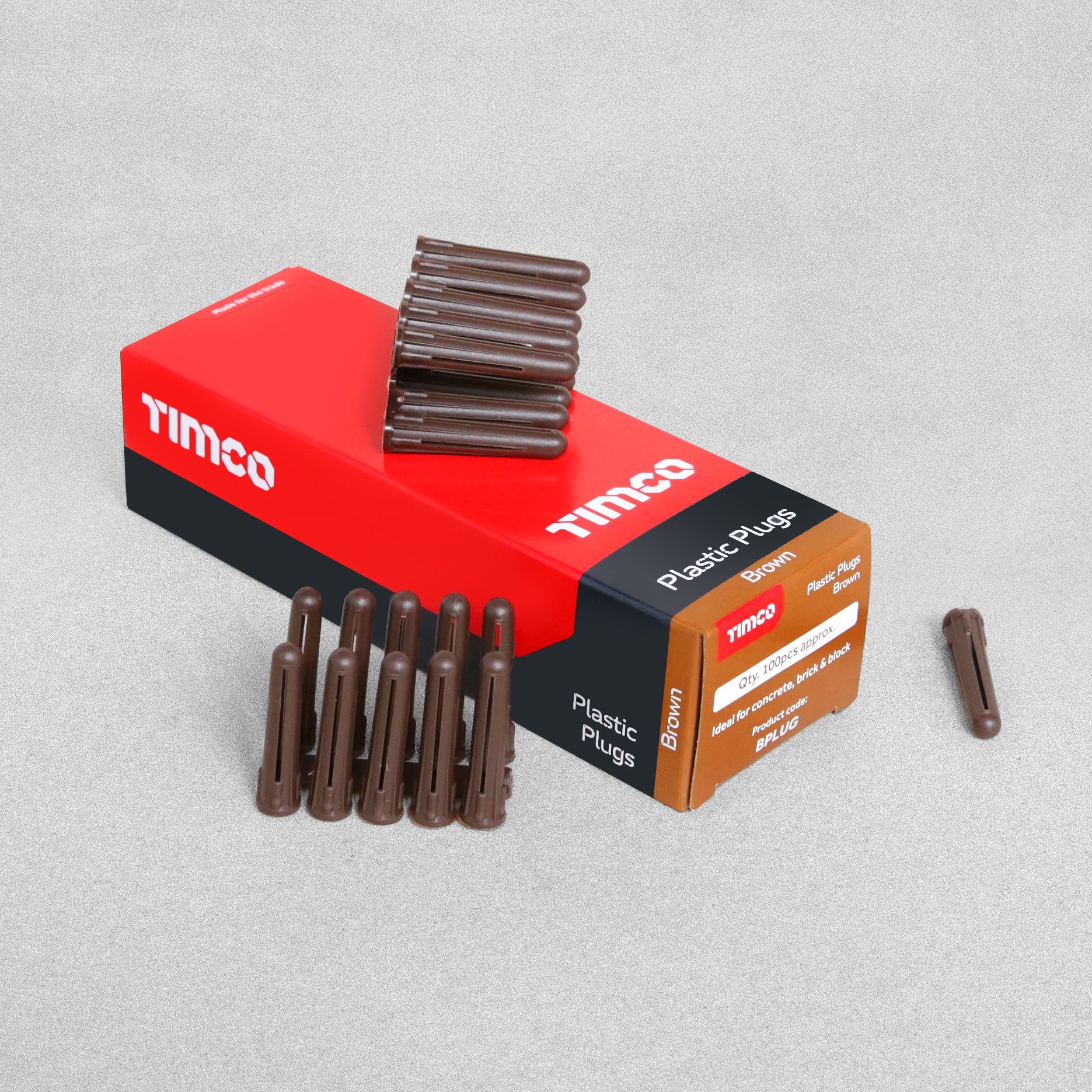 Timco Wall Plugs - Brown - Box of 100