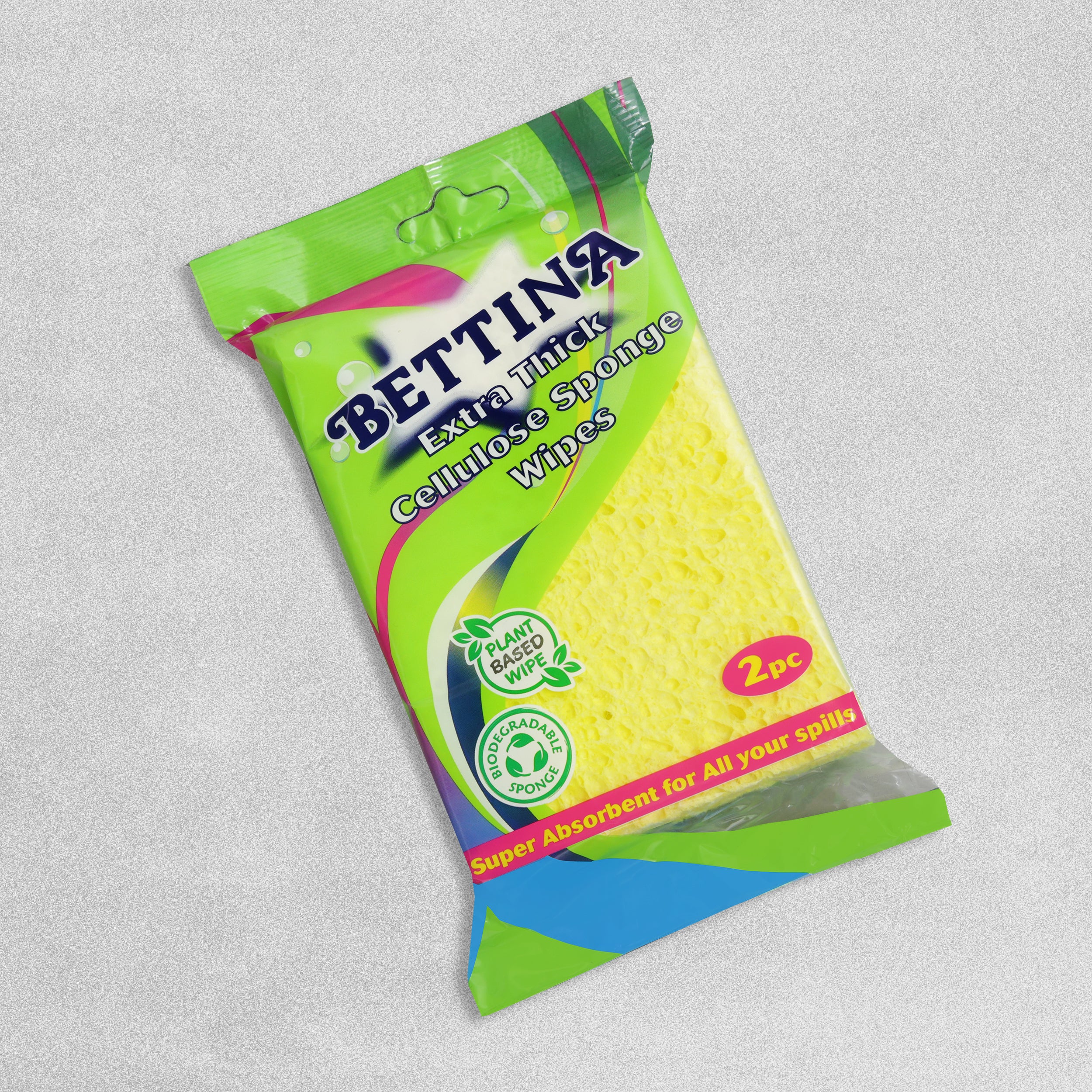 Bettina Extra Thick Cellulose Sponge Wipes - 2pcs