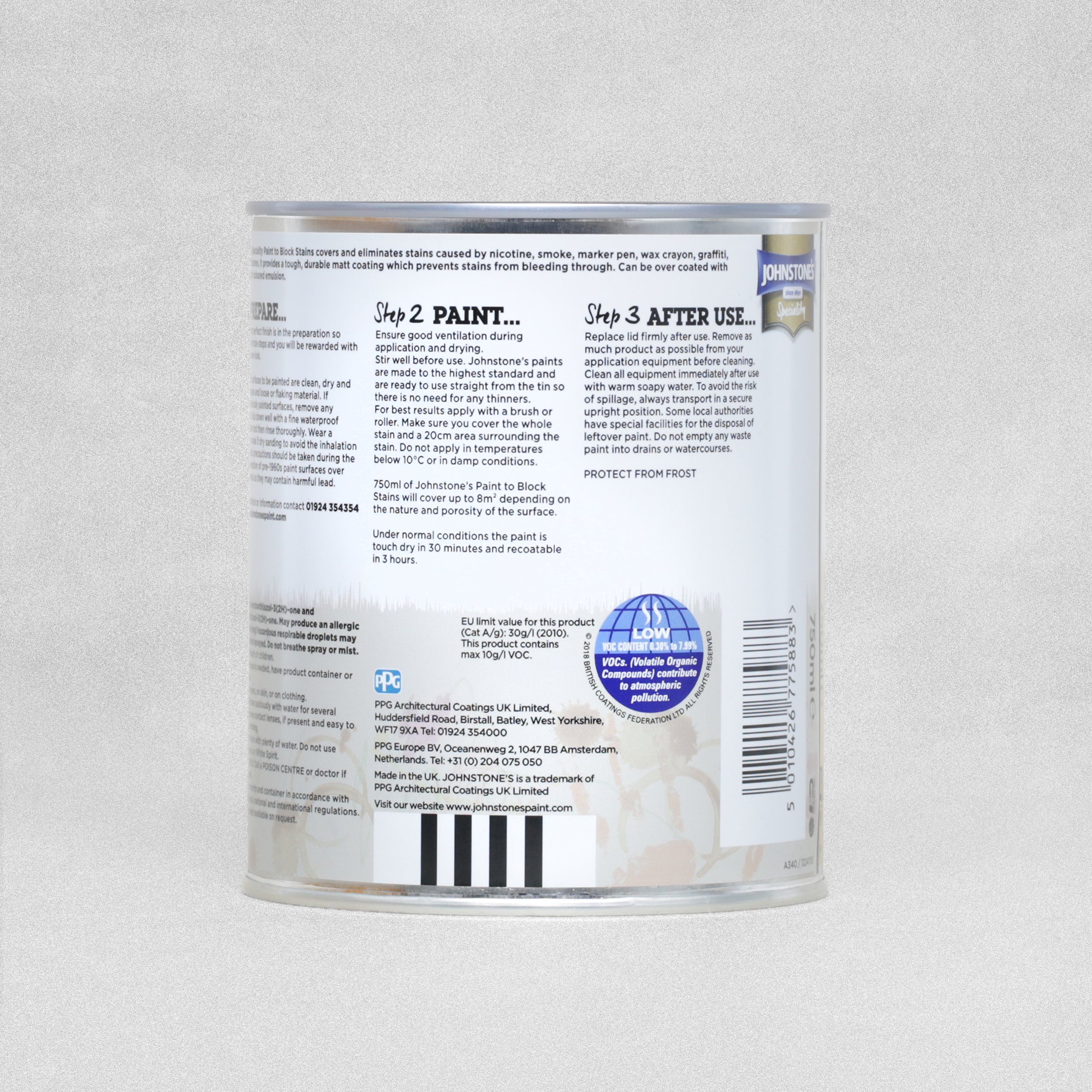 Johnstone's Speciality Paint Block Stains White - 750ml