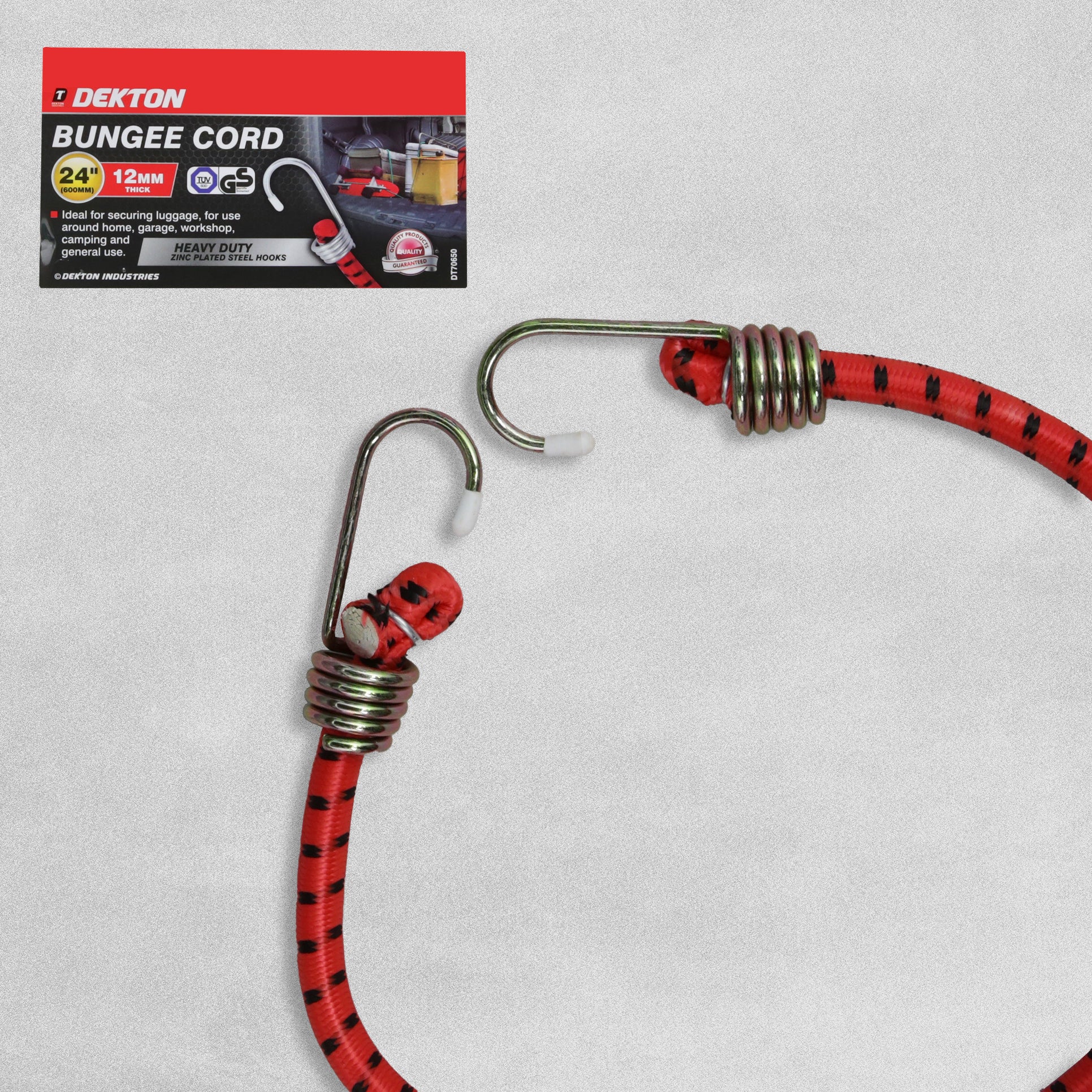 Dekton Bungee Cord With Zinc Plated Steel Hooks 12mm - 24" long