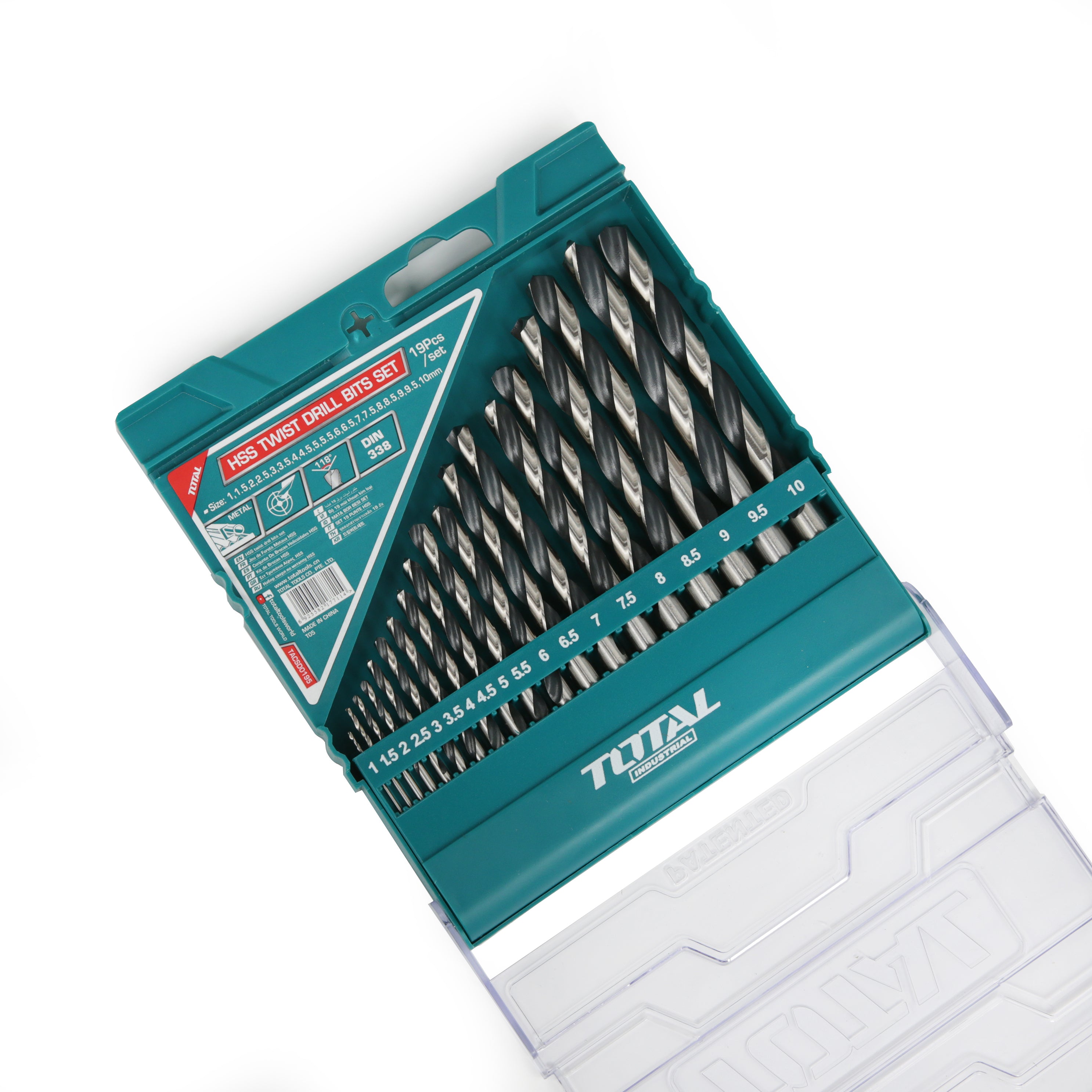 Total HSS Twist Drill Bits Set - 19pcs - TACDS0195