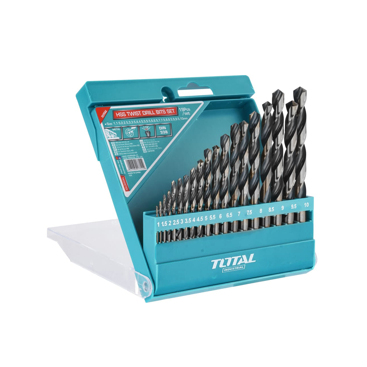 Total Tools HSS Twist Drill Bits Set - 19pcs - TACDS0195
