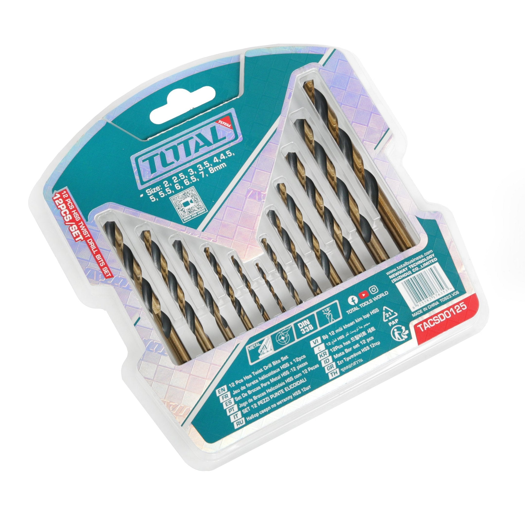 Total HSS Twist Drill Bits Set 12pcs - TACSD0125