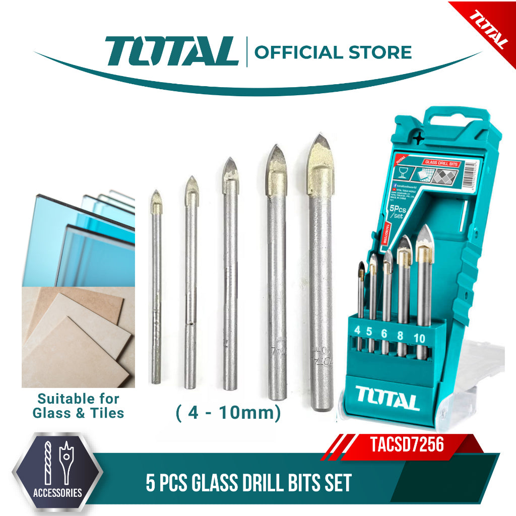 Total Glass Drill Bits - 5pcs - TACSD7256