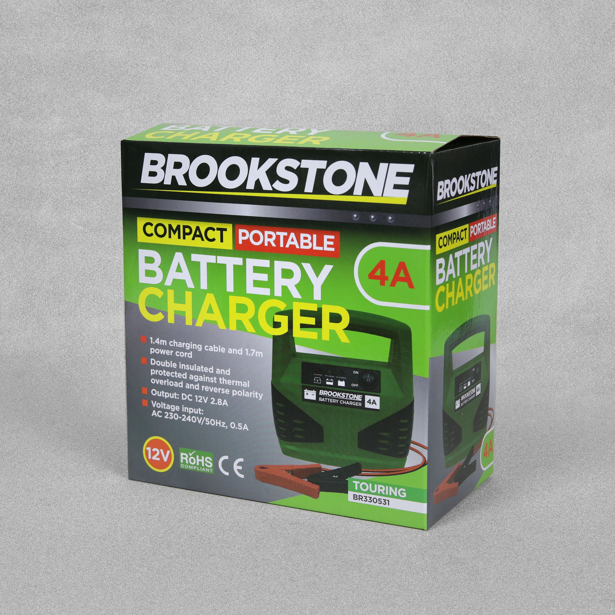 Brookstone Compact Portable Battery Charger 4A 12V