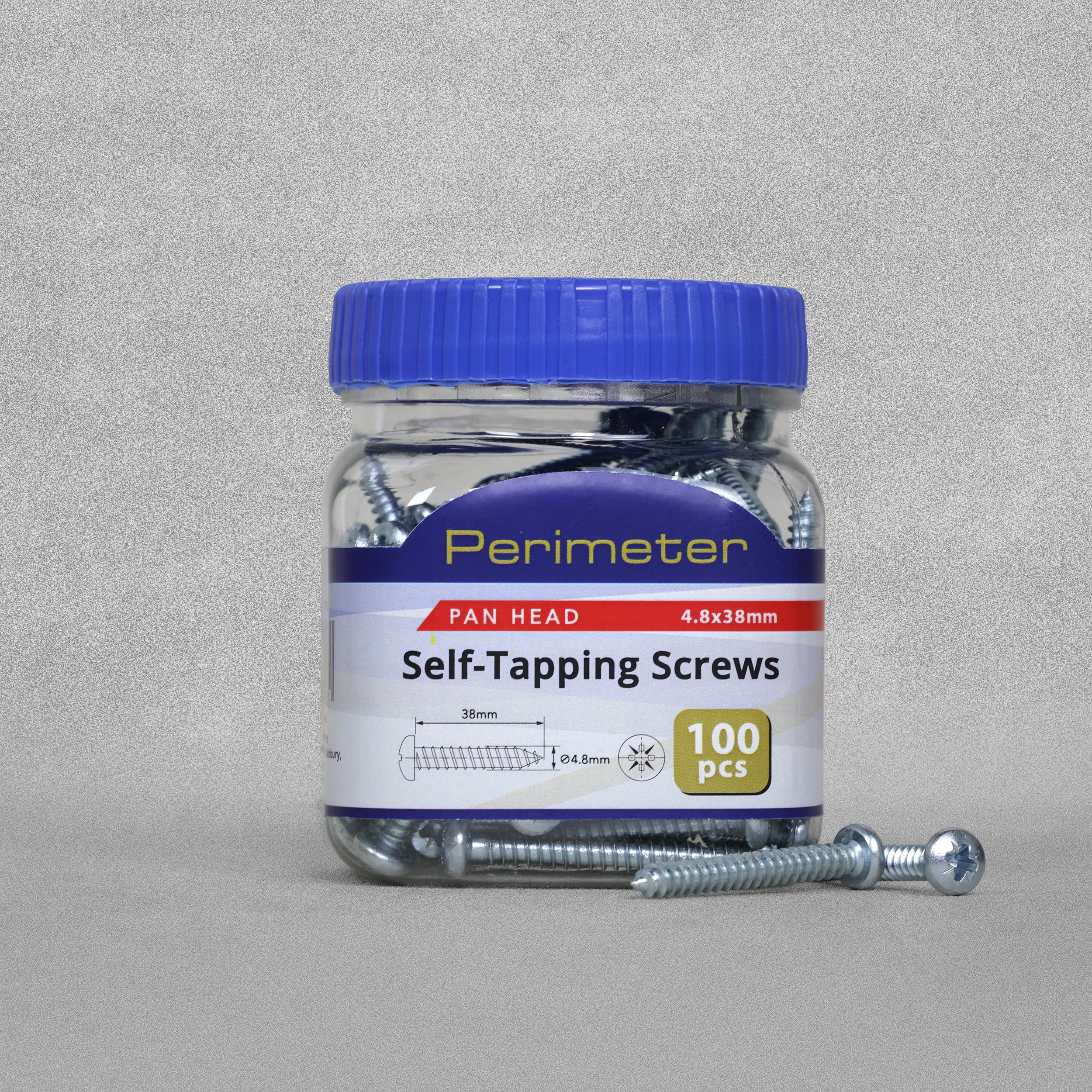Perimeter Self-Tapping Screws - Pan Head Pozi Drive 4.8x38mm - Pack of 100