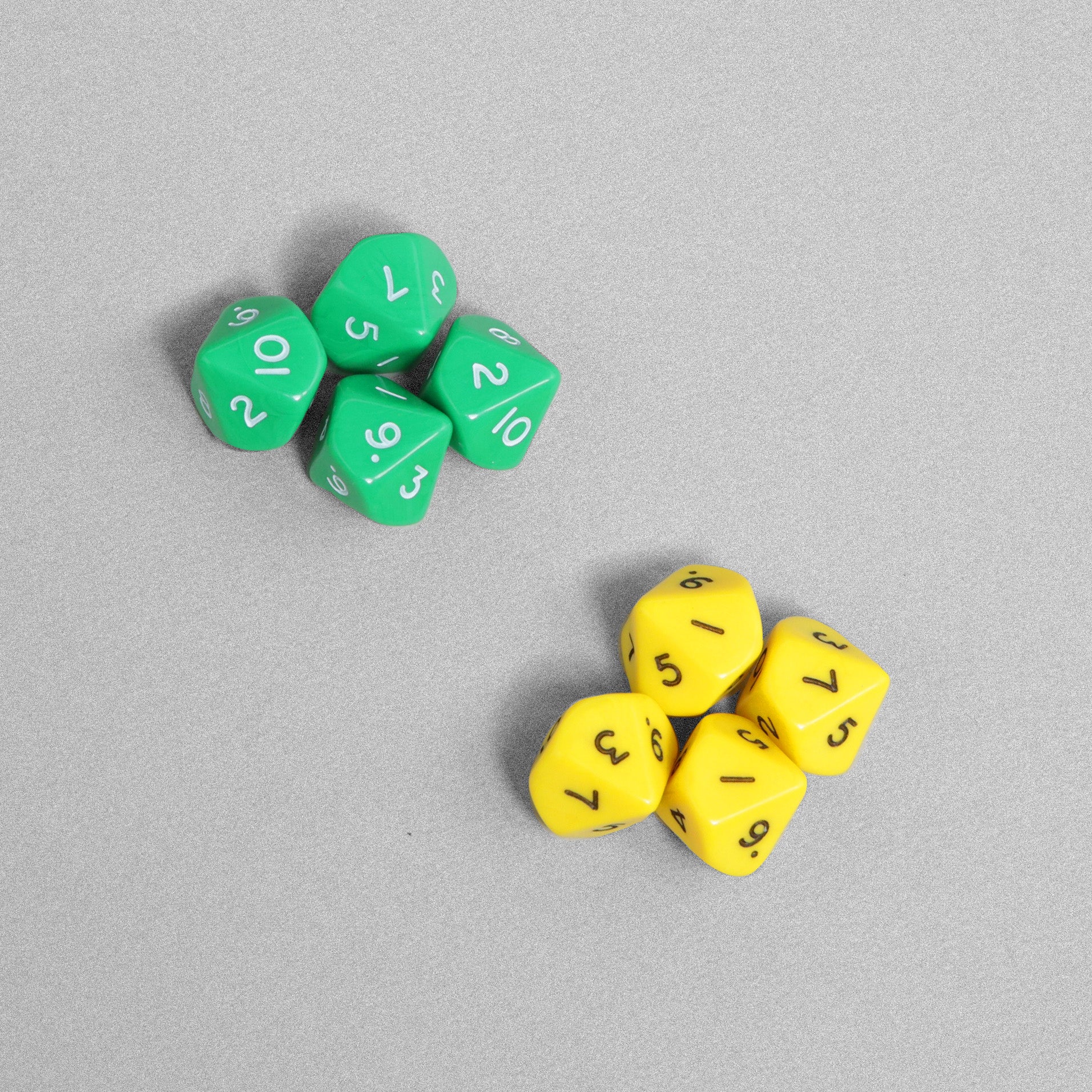 Ten-Sided Dice - 8pcs - Green & Yellow