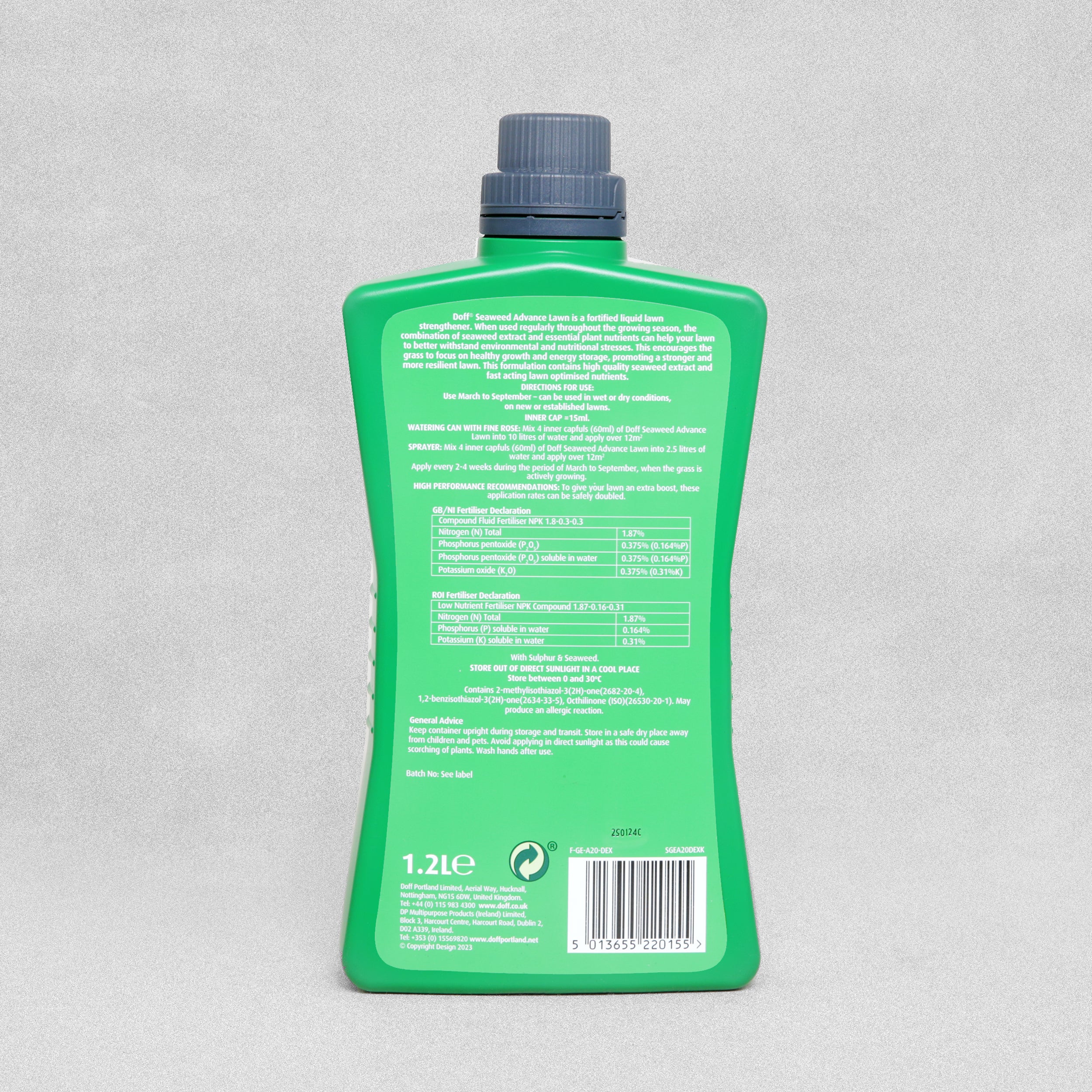 Doff Seaweed Advance Lawn Liquid Fertiliser 1L (+ 20% Extra Free)