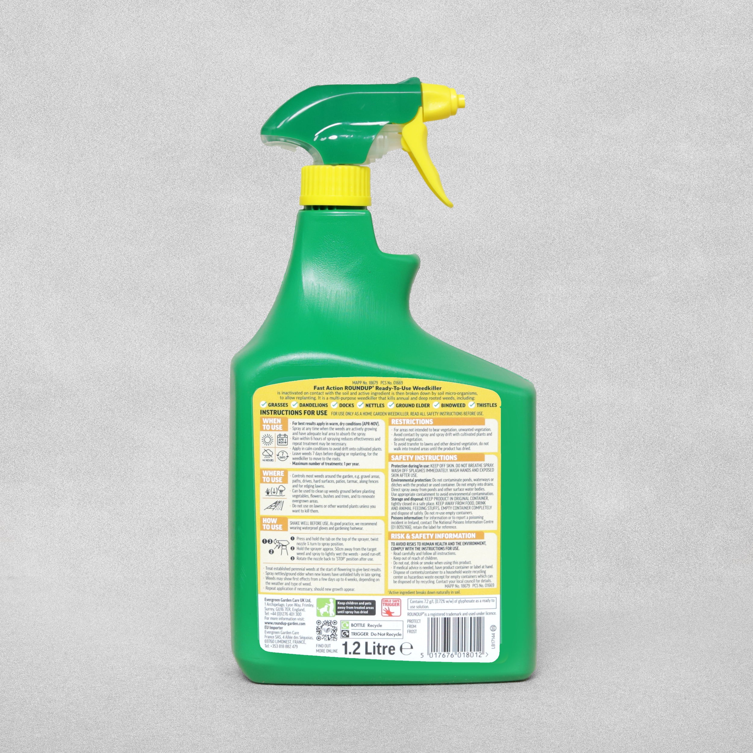 Roundup Total Weedkiller 1L Ready To Use (+ 20% Extra)