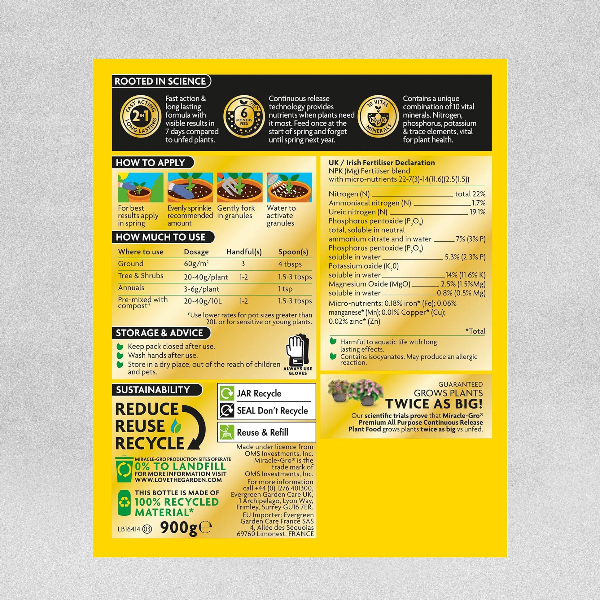 Miracle-Gro Continuous Release All Purpose Plant Food - 900g