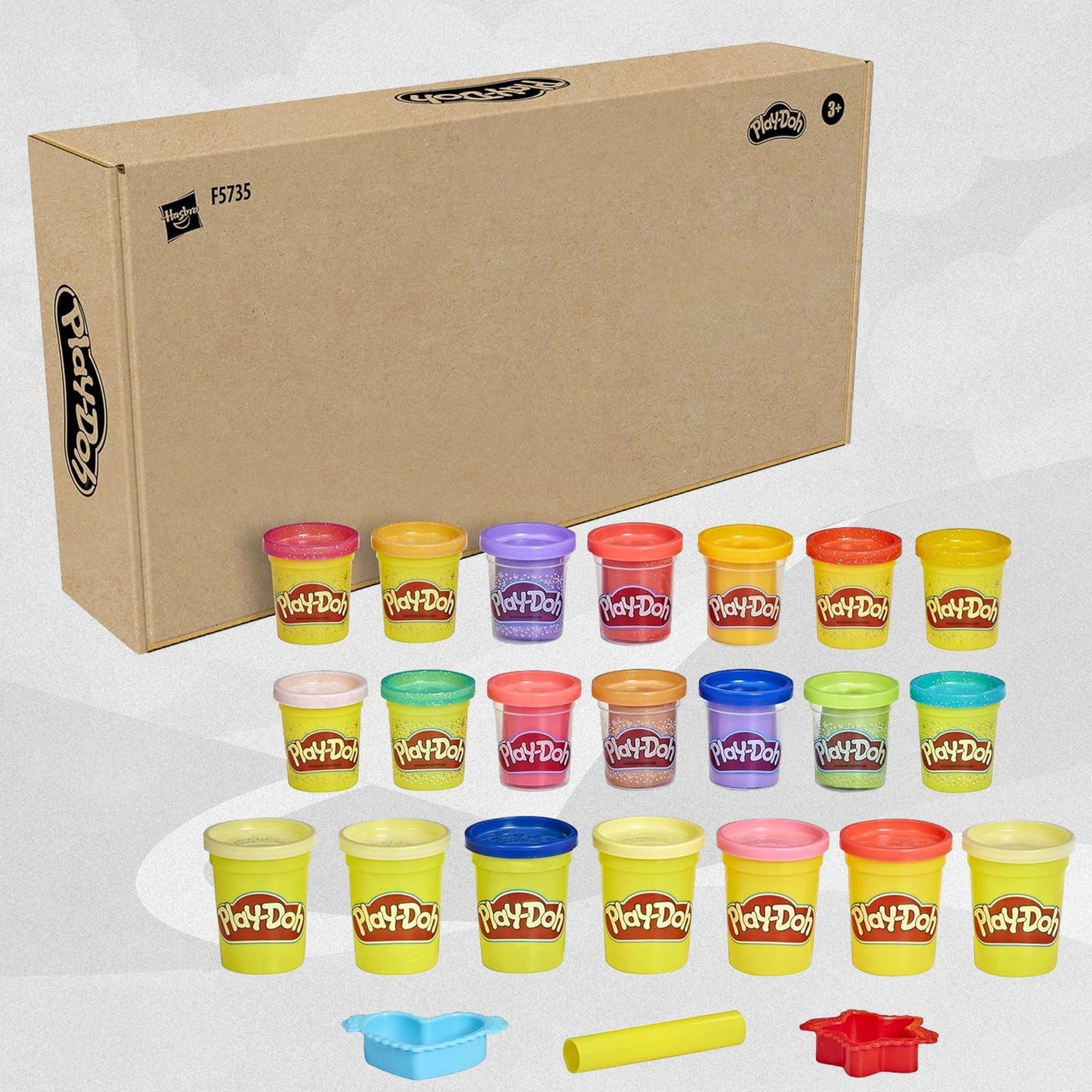 Play-Doh Bright 'n Happy Variety Pack with 21 Pots Including Sparkle and Metallic Shine