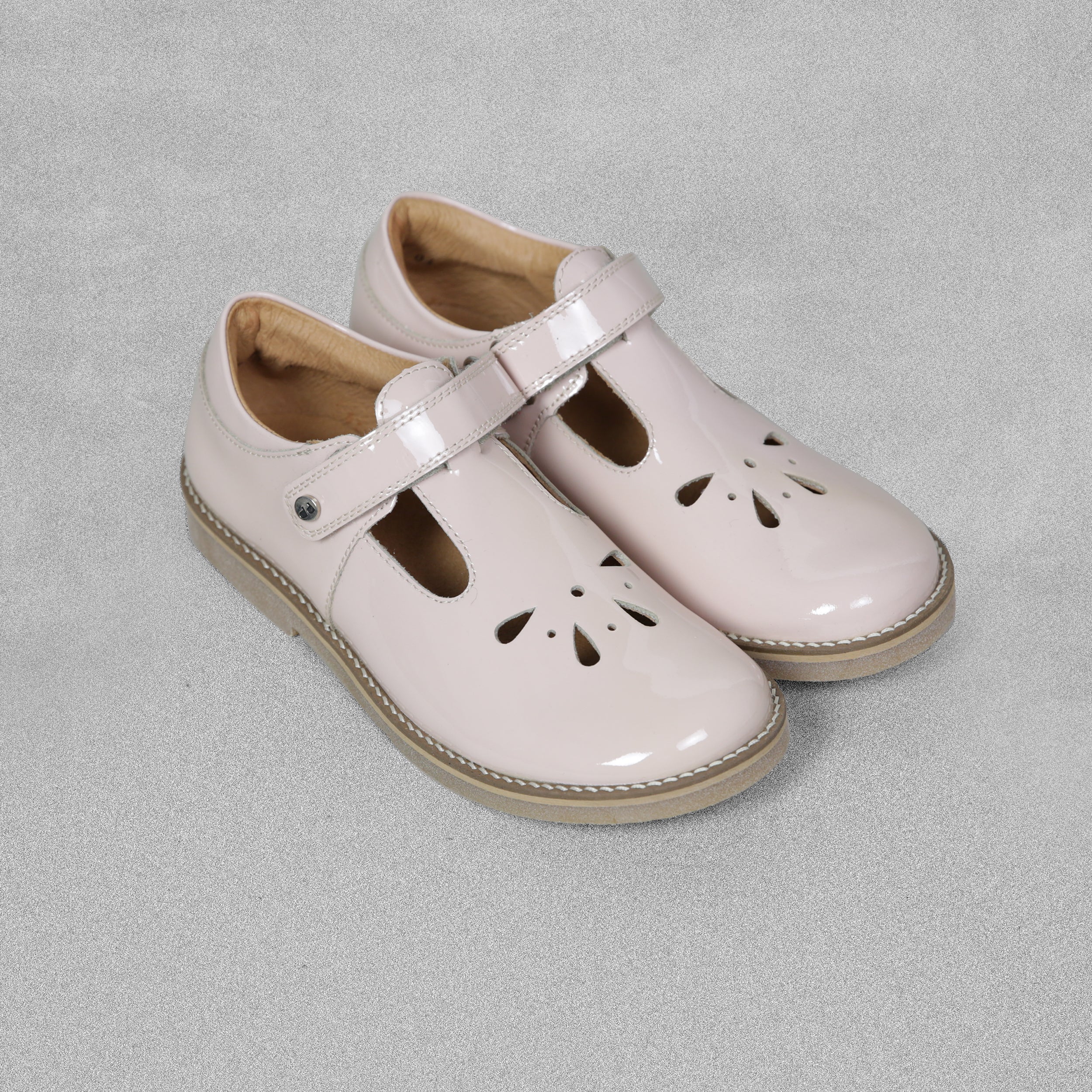 'Froddo' Nude Leather Shoes with T-Bar Velcro Strap - EU33