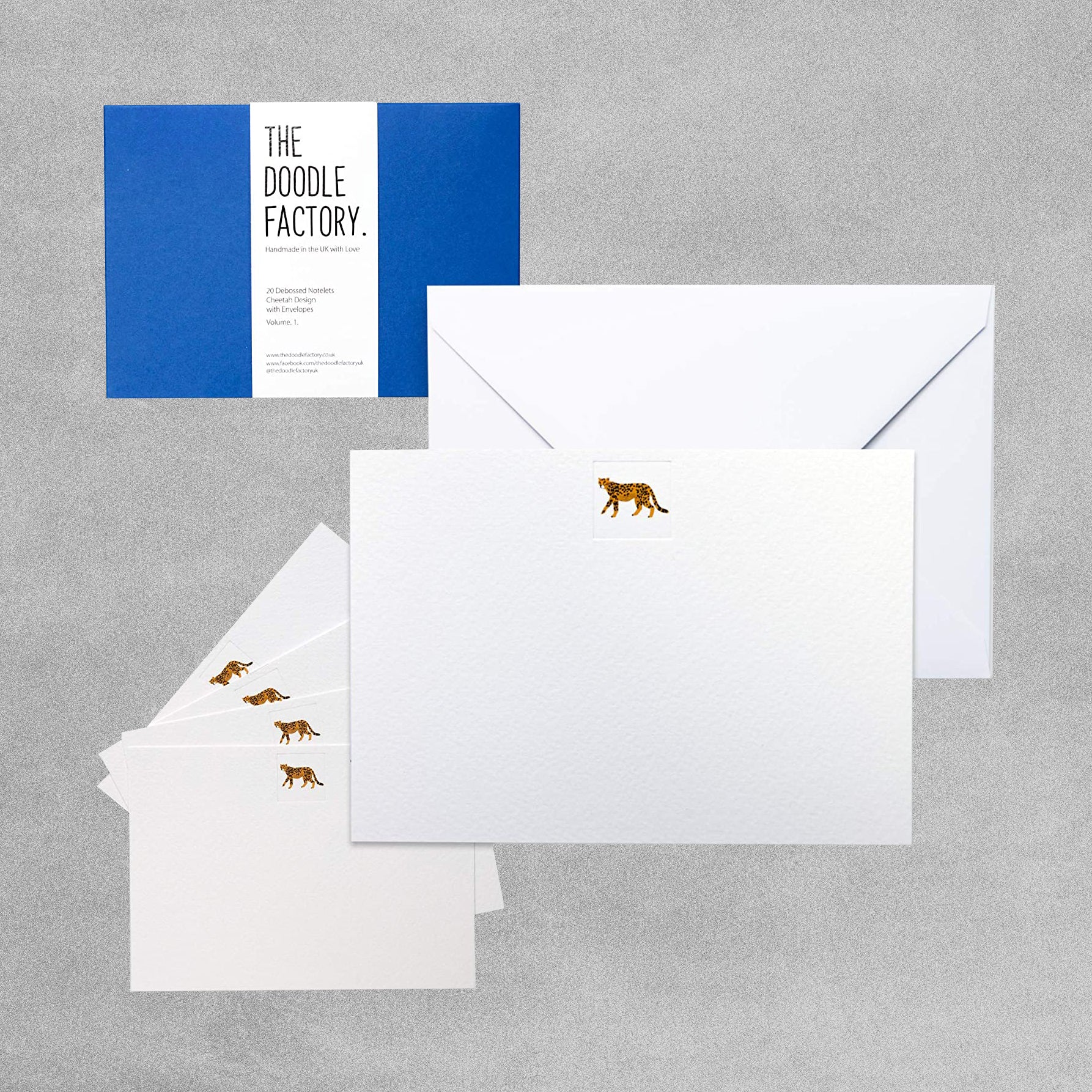 The Doodle Factory Cheetah Notelets - Pack of 20