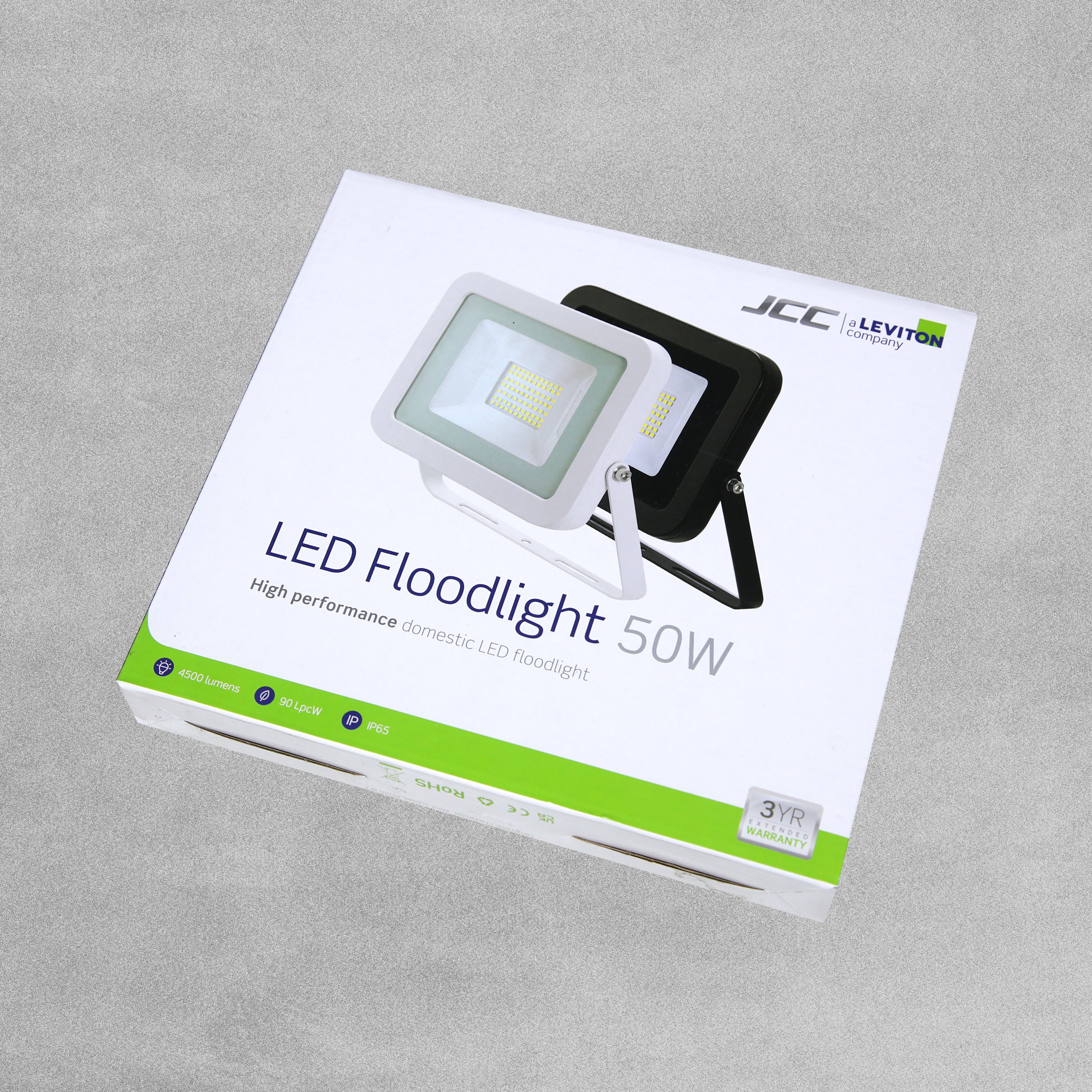 JCC LED Domestic Floodlight 50W 4500 Lumens 90LpcW IP65 - White or Black