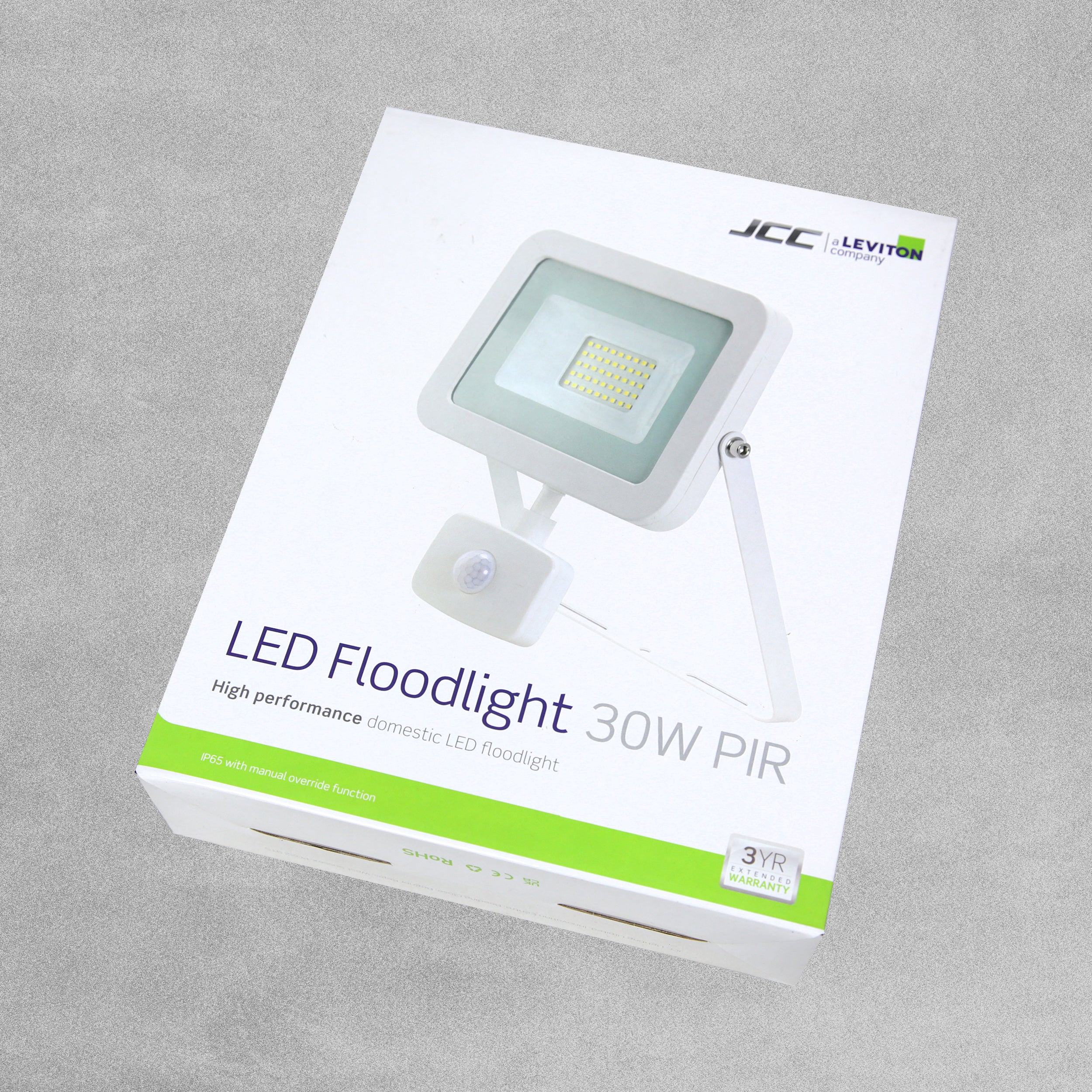 JCC LED Domestic Floodlight 30W PIR 2800 Lumens 93LpcW IP65 - White