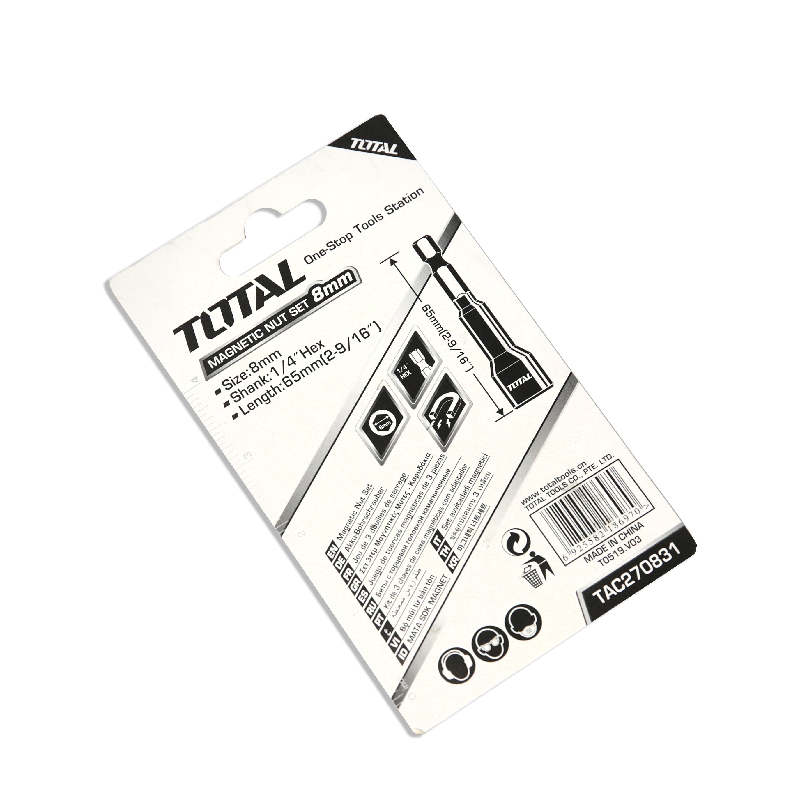 Total Tools 3pc Magnetic Nut Set 8mm