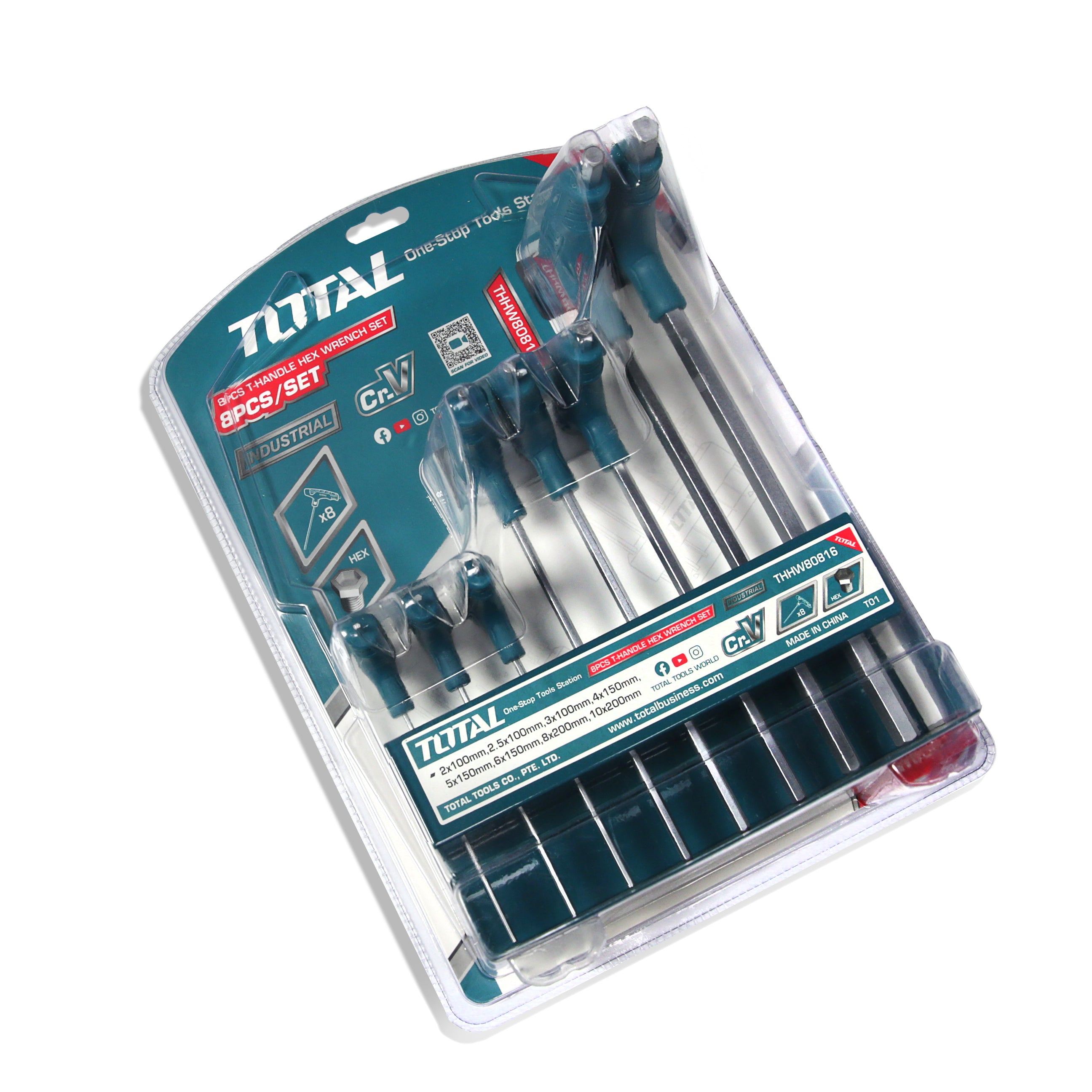 Total Industrial 8 Piece T-Handle Hex Wrench Set
