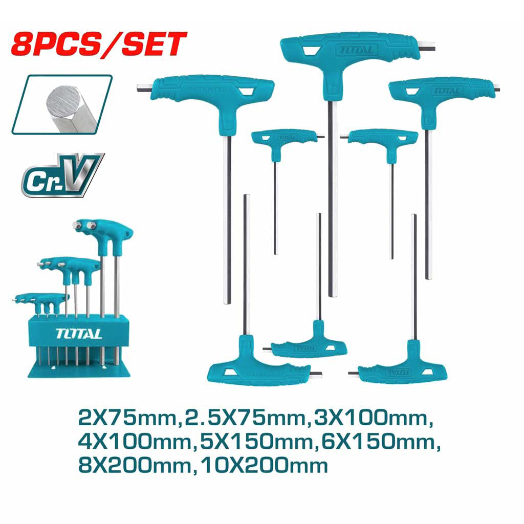 Total Industrial 8 Piece T-Handle Hex Wrench Set