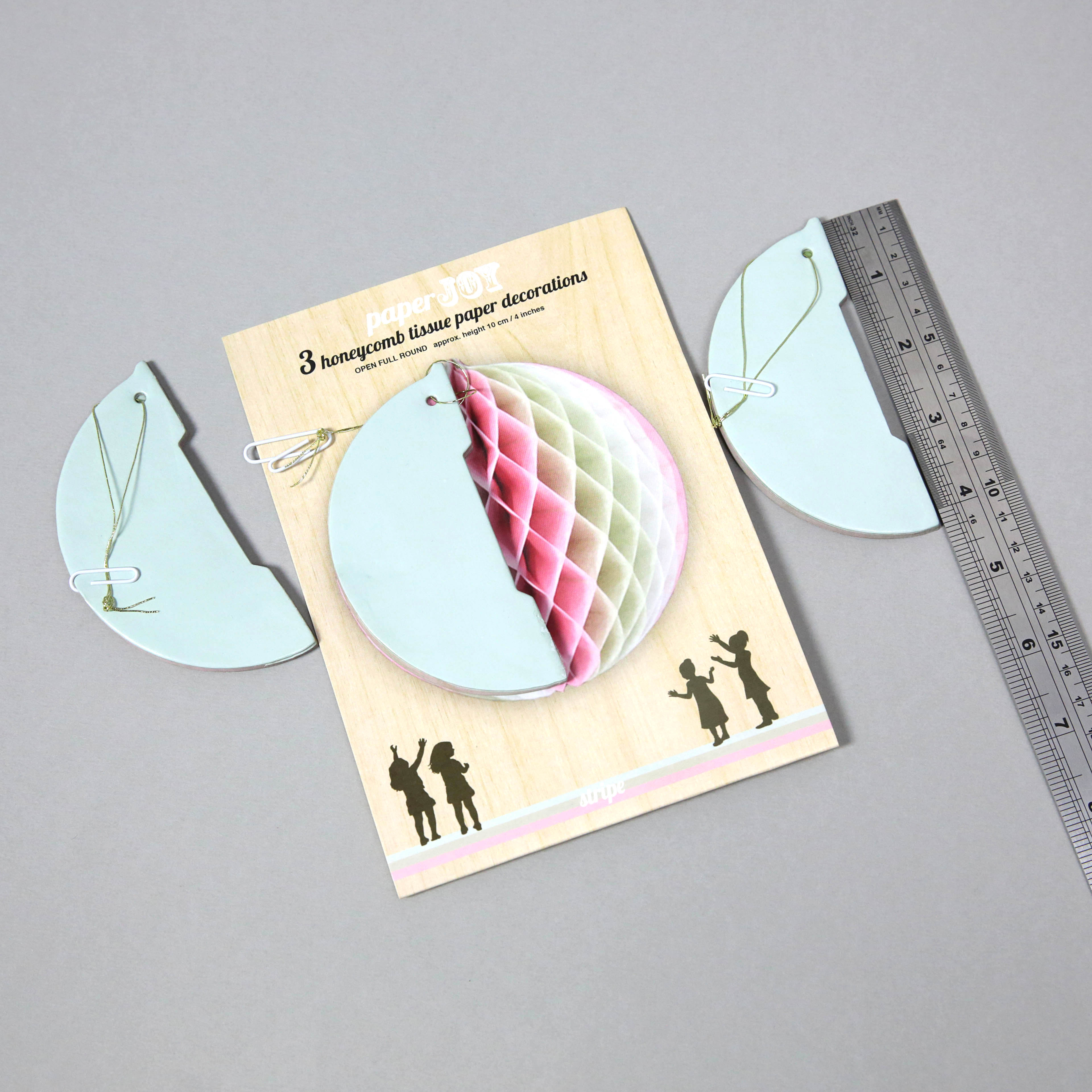 Pack of 3 'Paper Joy' Honeycomb Paper Party Decorations - small