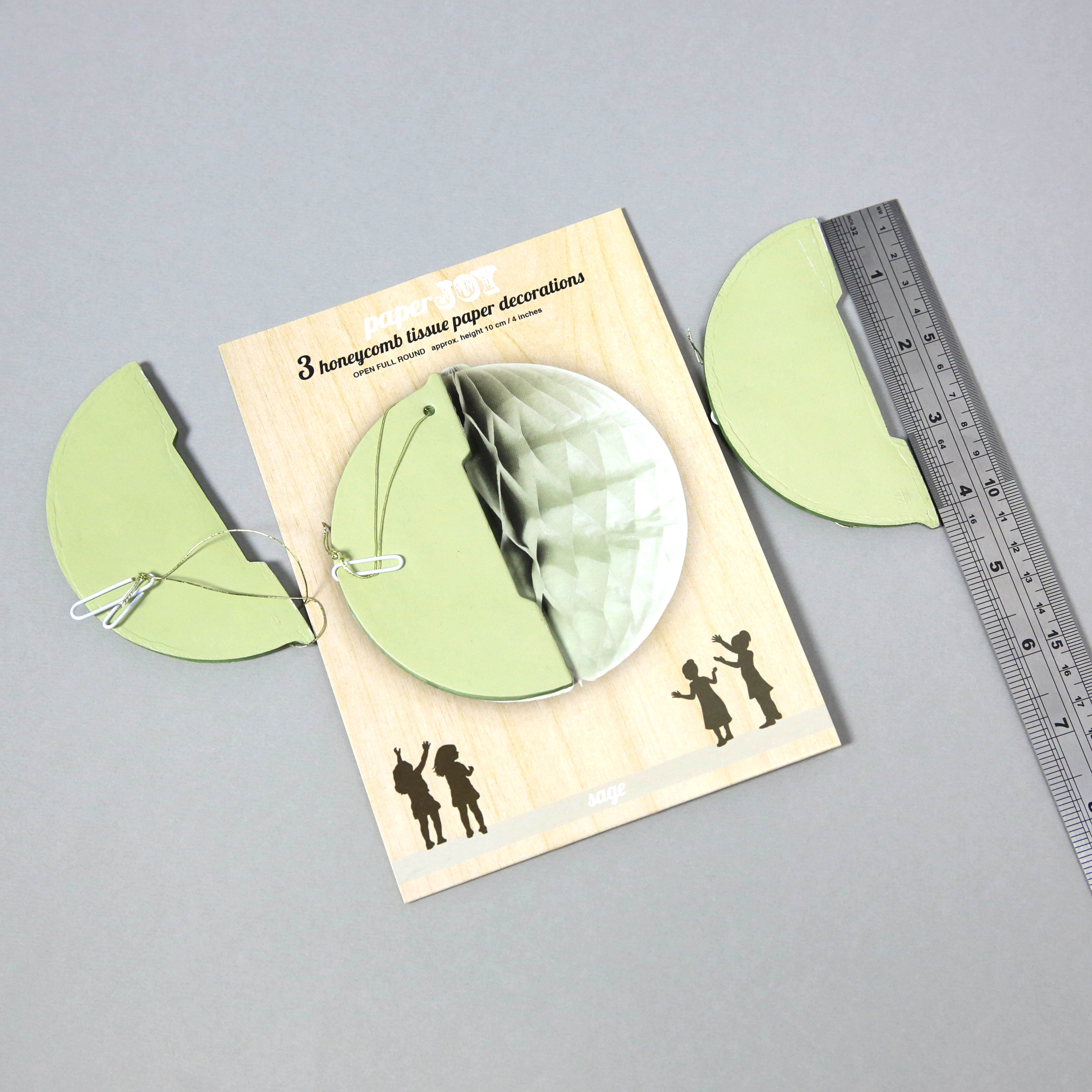 Pack of 3 'Paper Joy' Honeycomb Paper Party Decorations - small